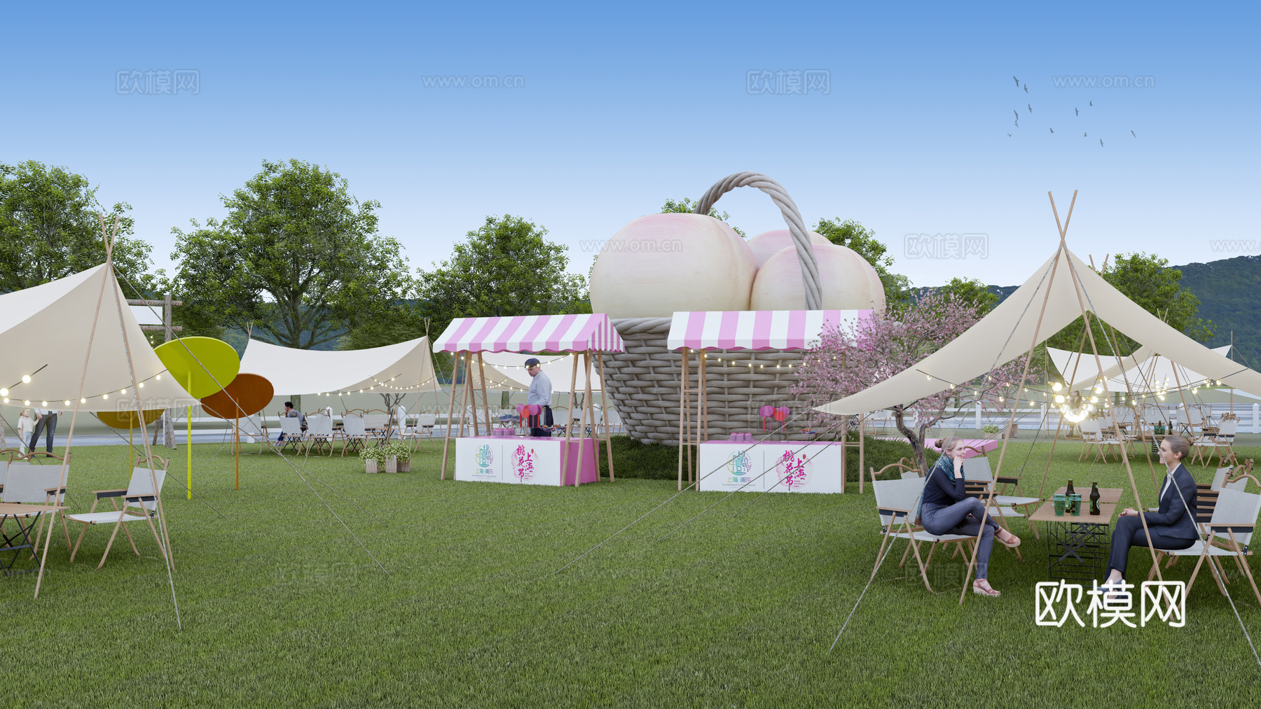 现代外摆_帐篷节_户外帐篷_篝火外汇_露营_野营_烧烤_派对su模型