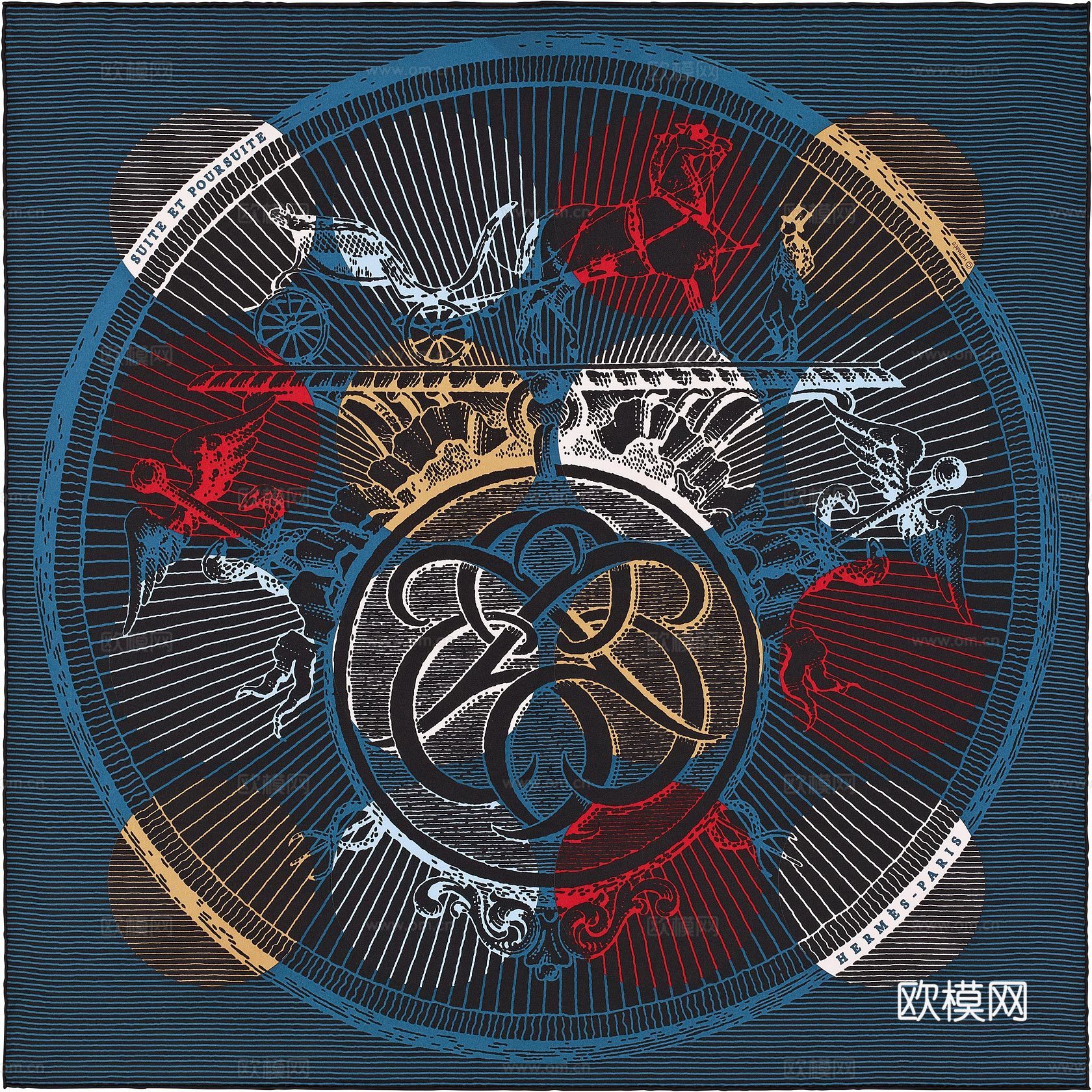 国外高端丝巾面料印花图案1247下载