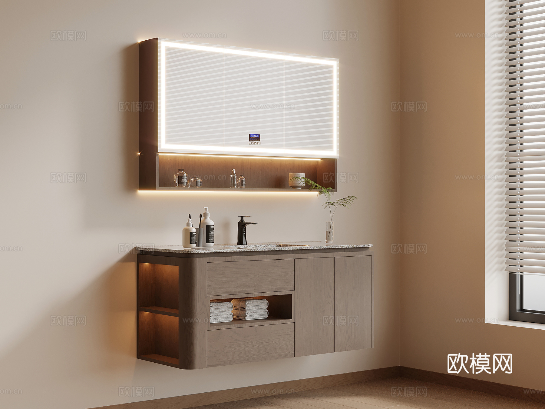 现代简约浴室柜 洗漱用品su模型