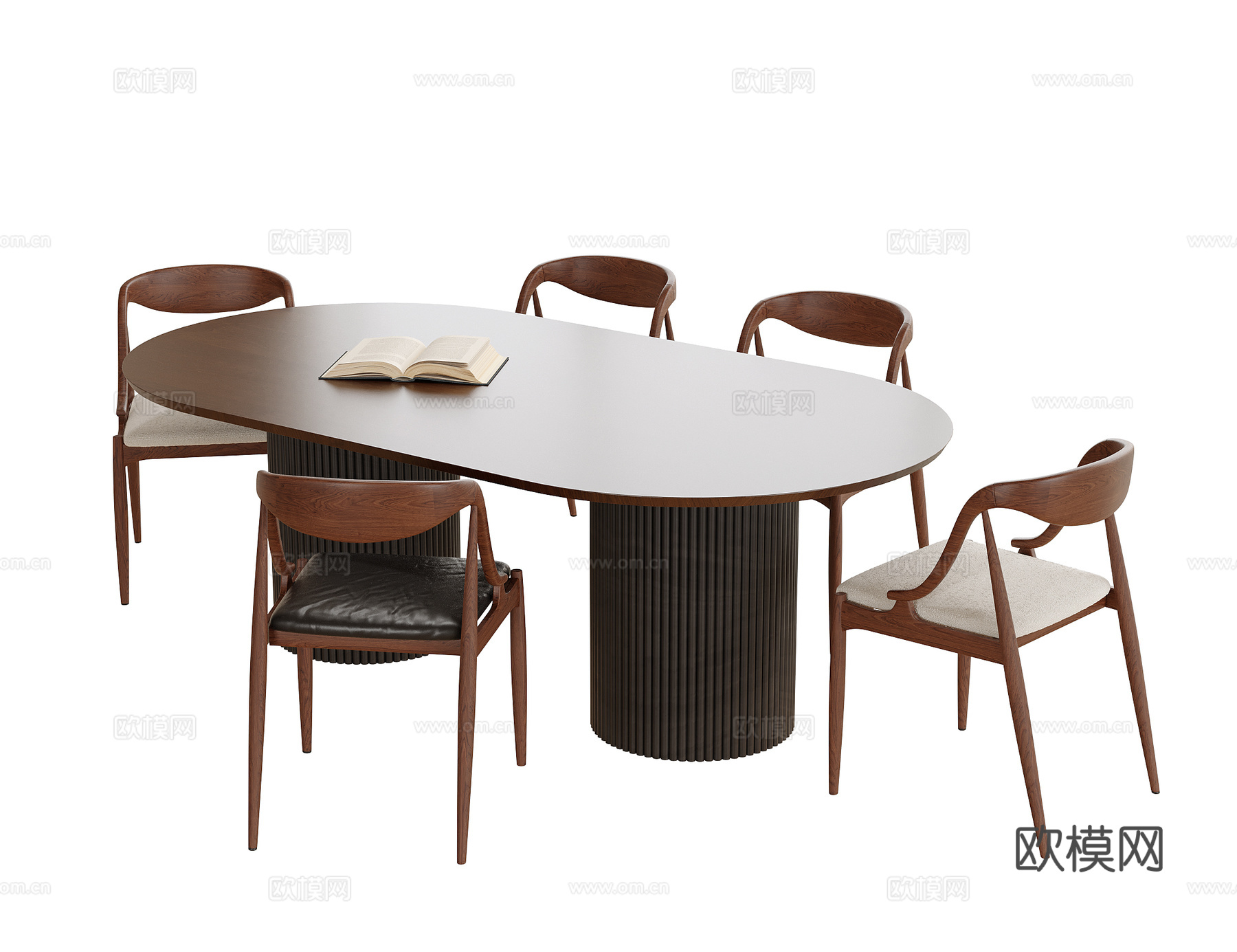 现代餐桌椅组合 餐椅 餐桌su模型