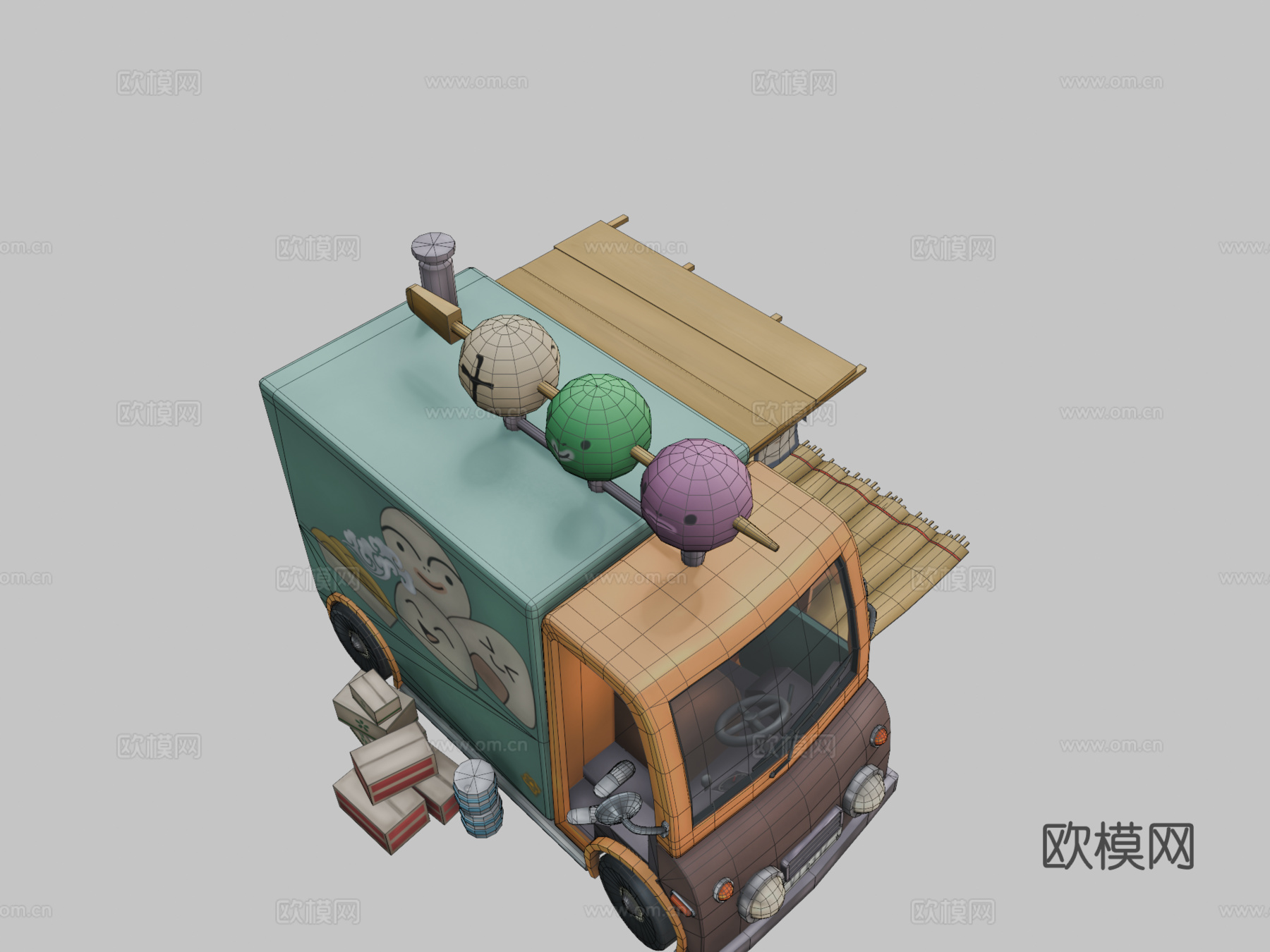 日本餐车3d模型下载（渲染图2）