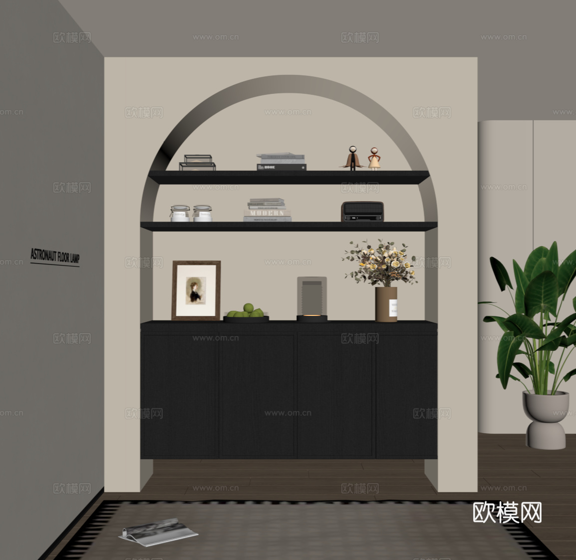 法式玄关柜 边柜 鞋柜su模型