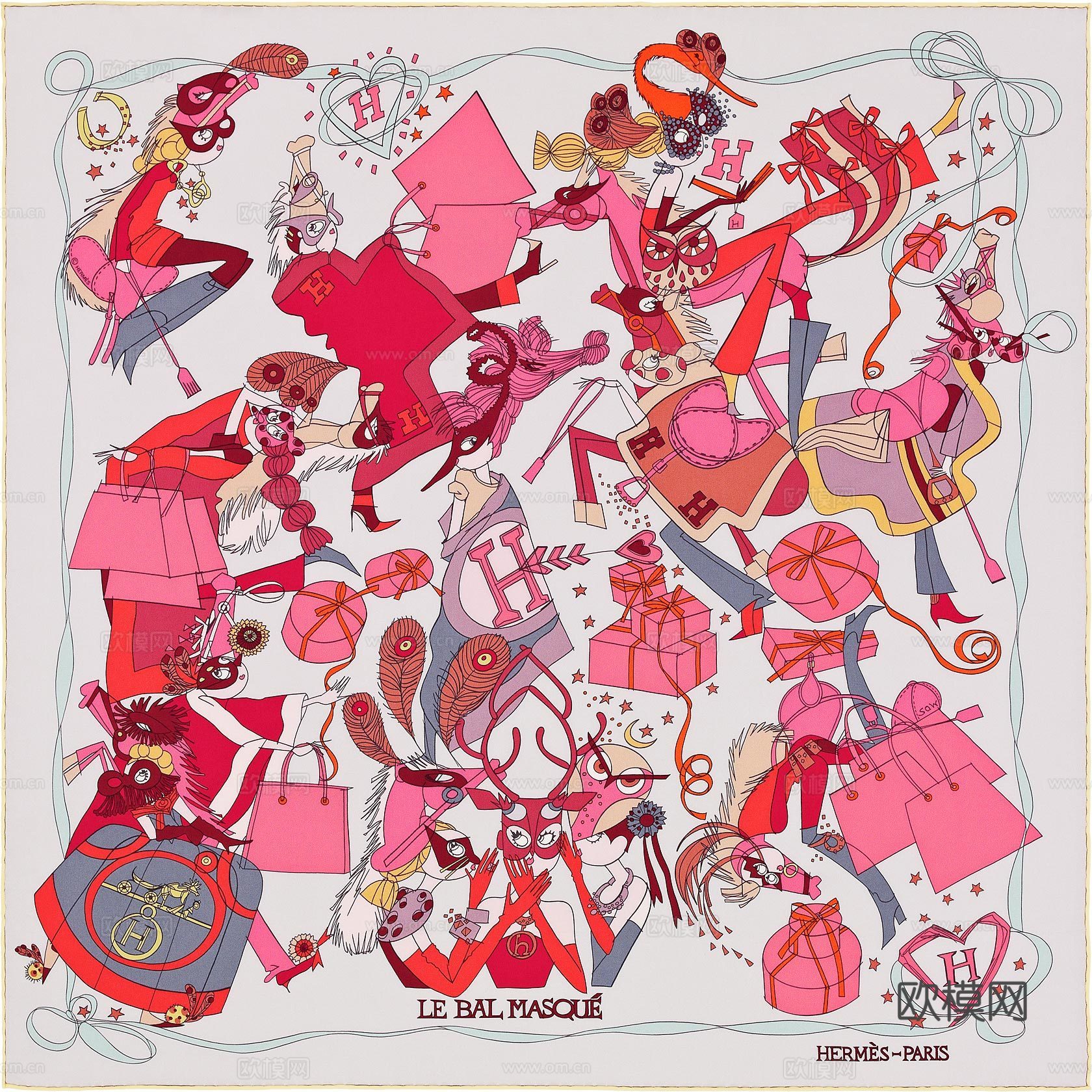 国外高端丝巾面料印花图案1246下载