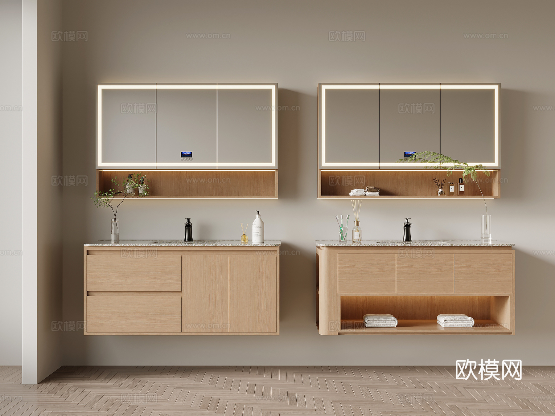 现代简约浴室柜 洗手台su模型