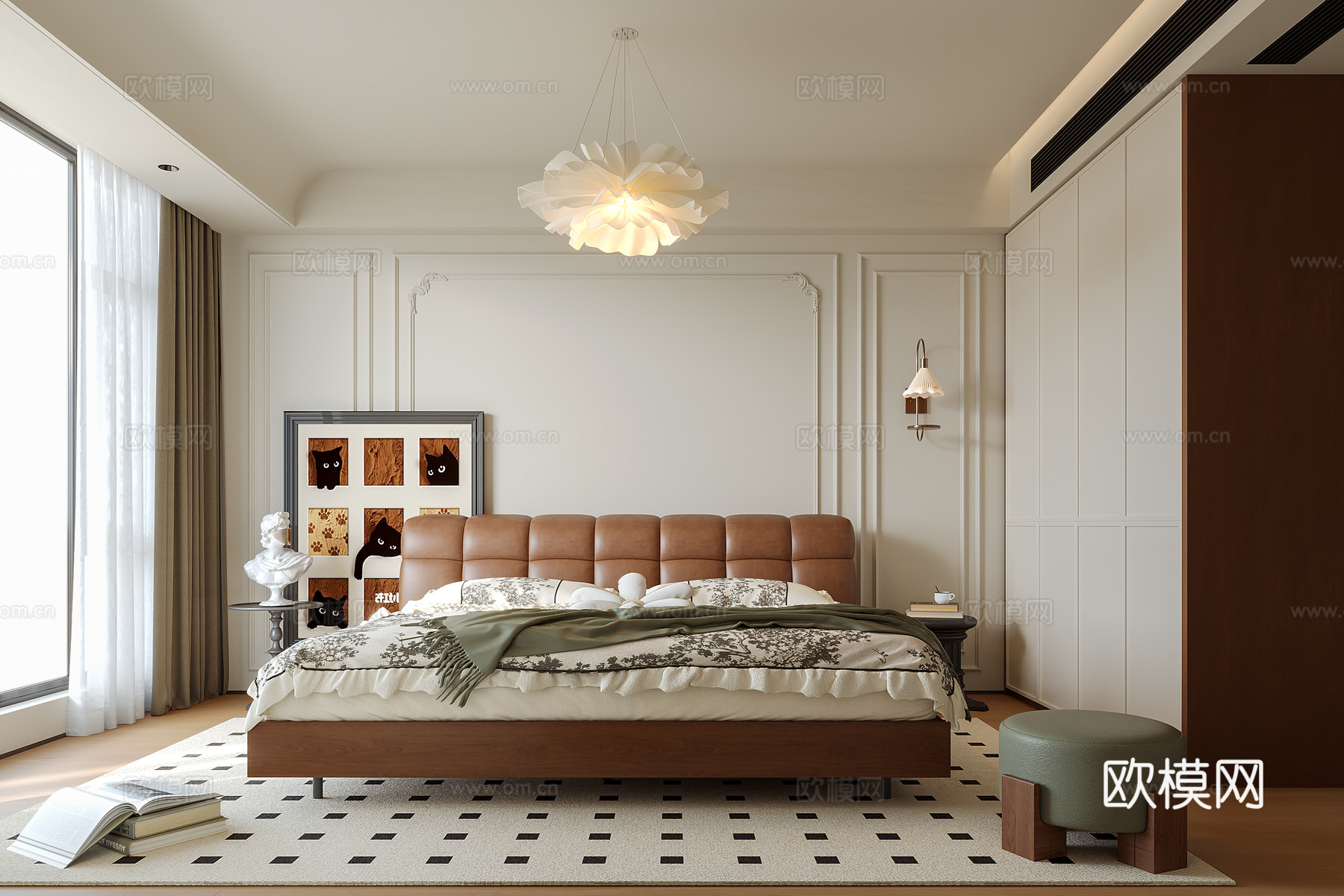 现代法式卧室su模型