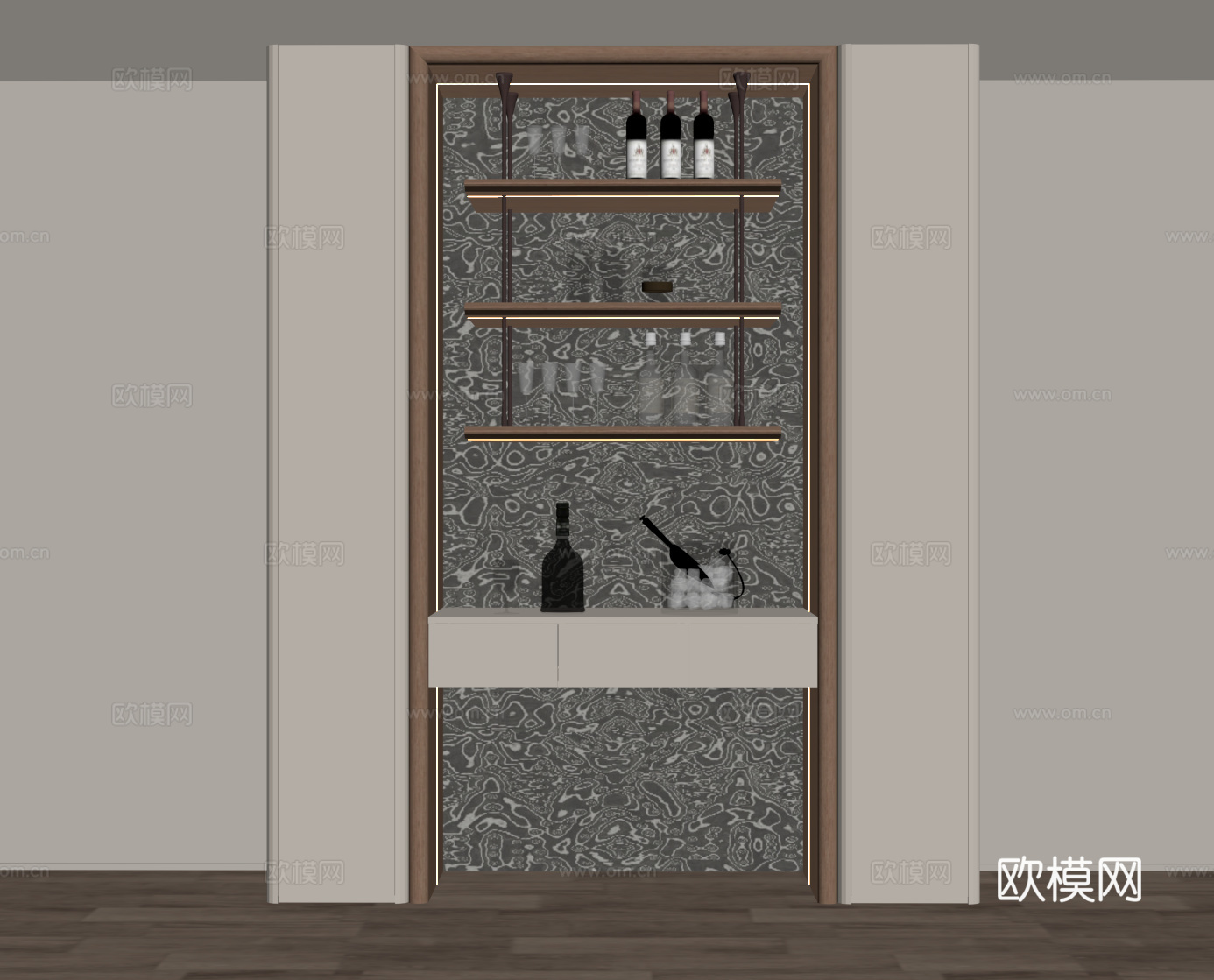 现代意式酒柜su模型