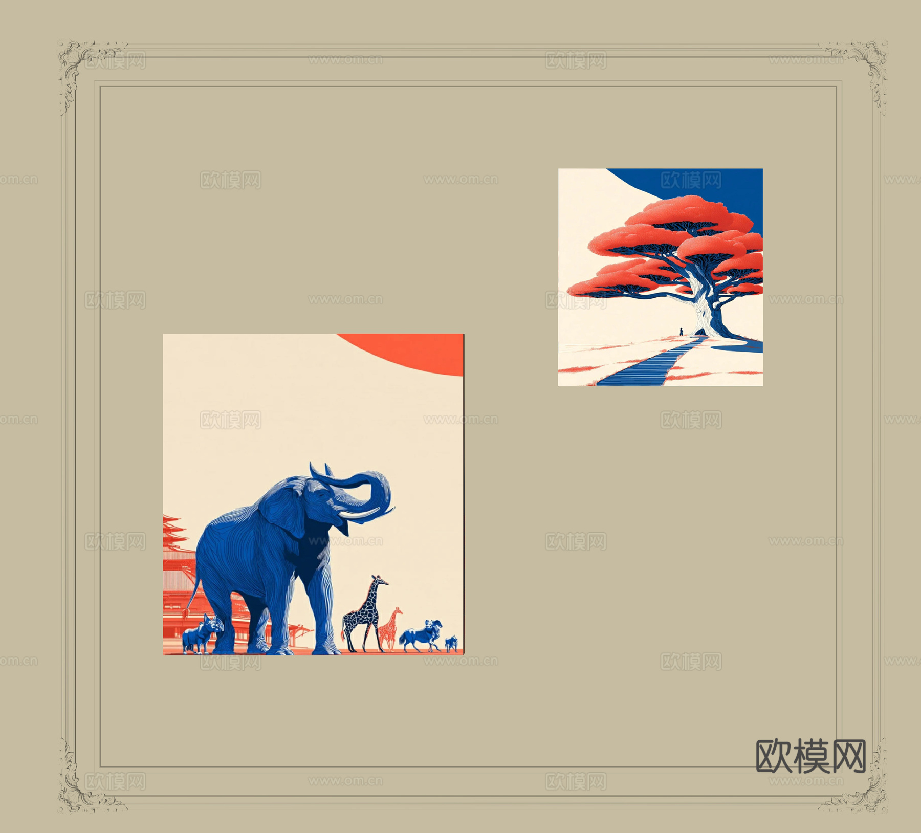 现代挂画su模型