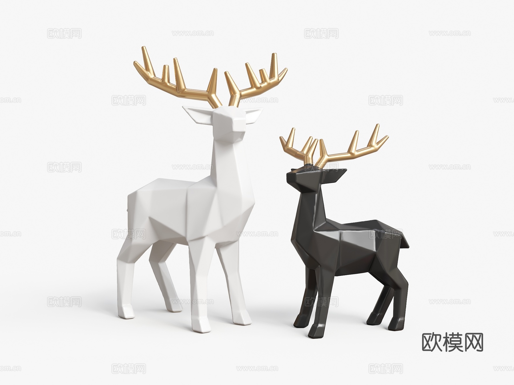 现代雕塑 景观雕塑 低多边形鹿 鹿 雕塑摆件 金属雕塑摆件su模型
