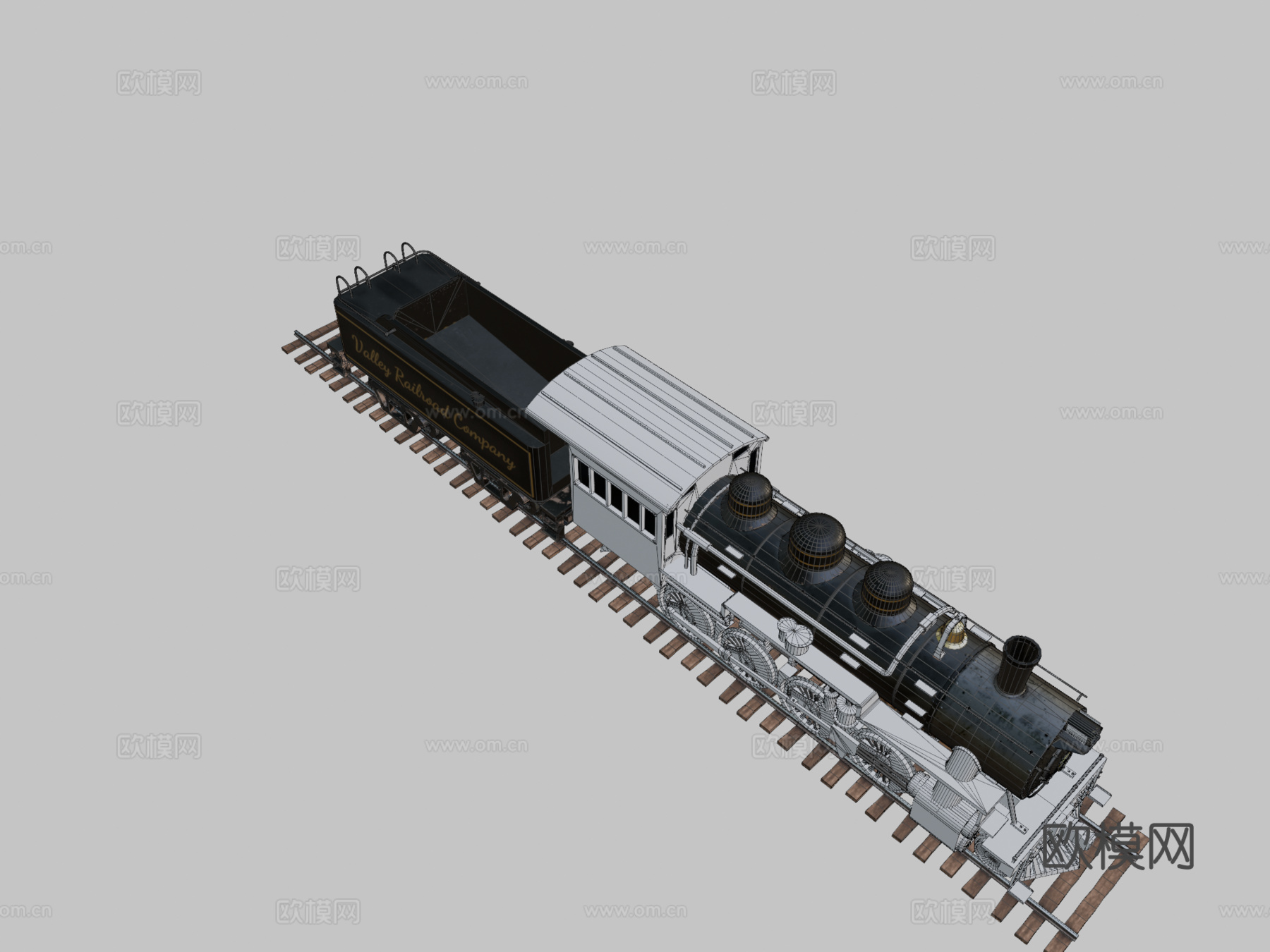 蒸汽火车3d模型下载（渲染图2）
