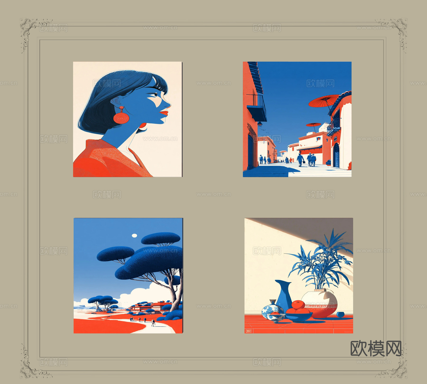 现代挂画su模型