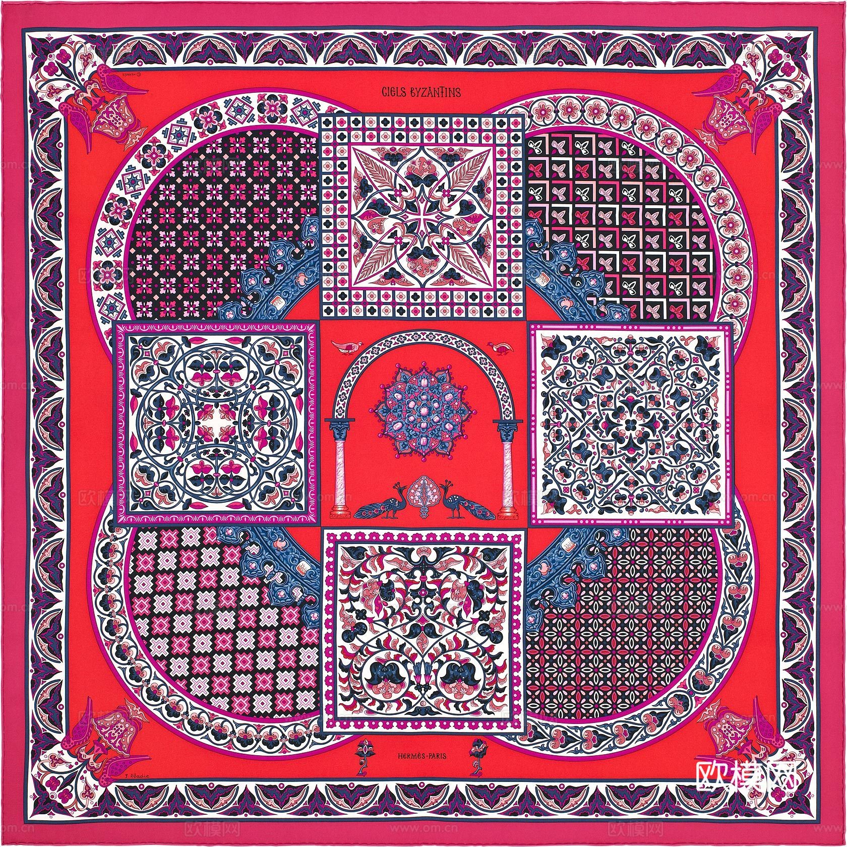 国外高端丝巾面料印花图案138下载