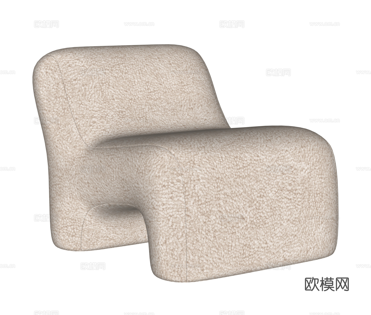 BOCA现代休闲椅  沙发椅 单人沙发 羊羔绒沙发椅su模型