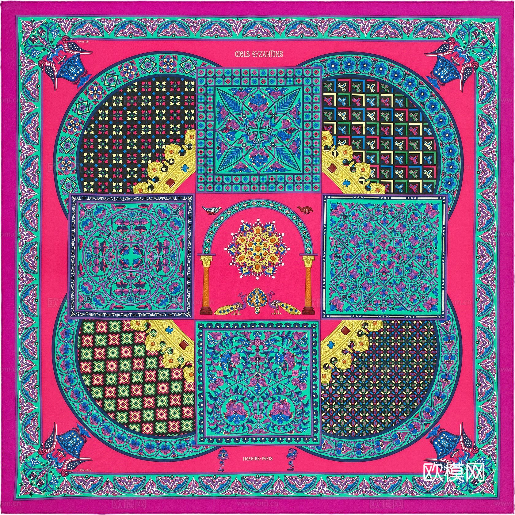 国外高端丝巾面料印花图案140下载