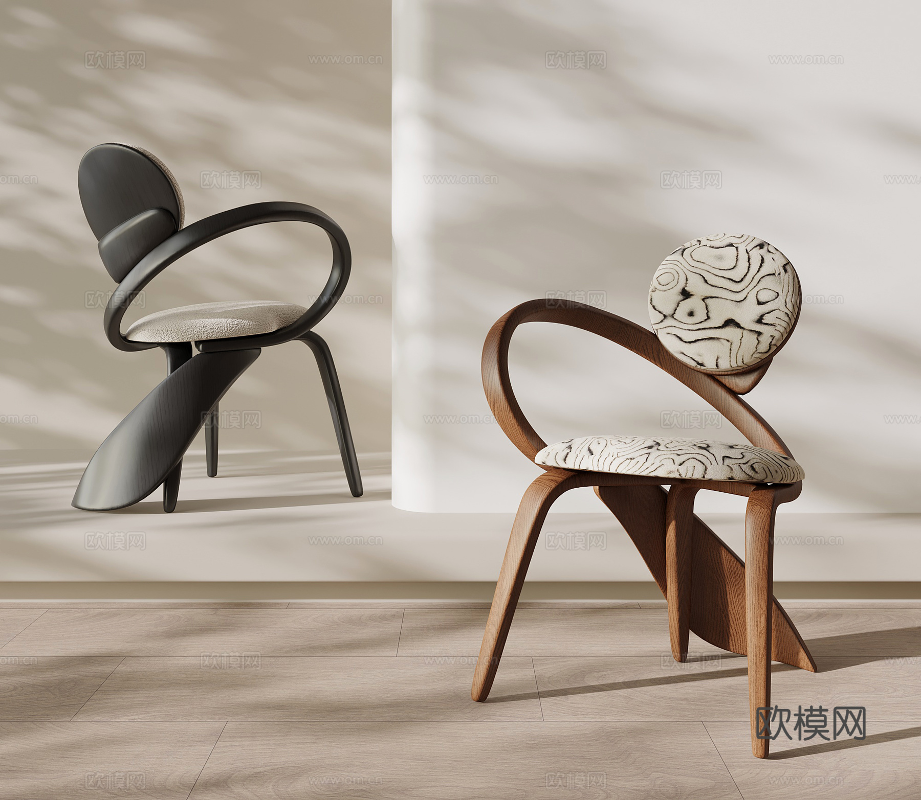 法式中古餐椅 单椅 休闲椅su模型