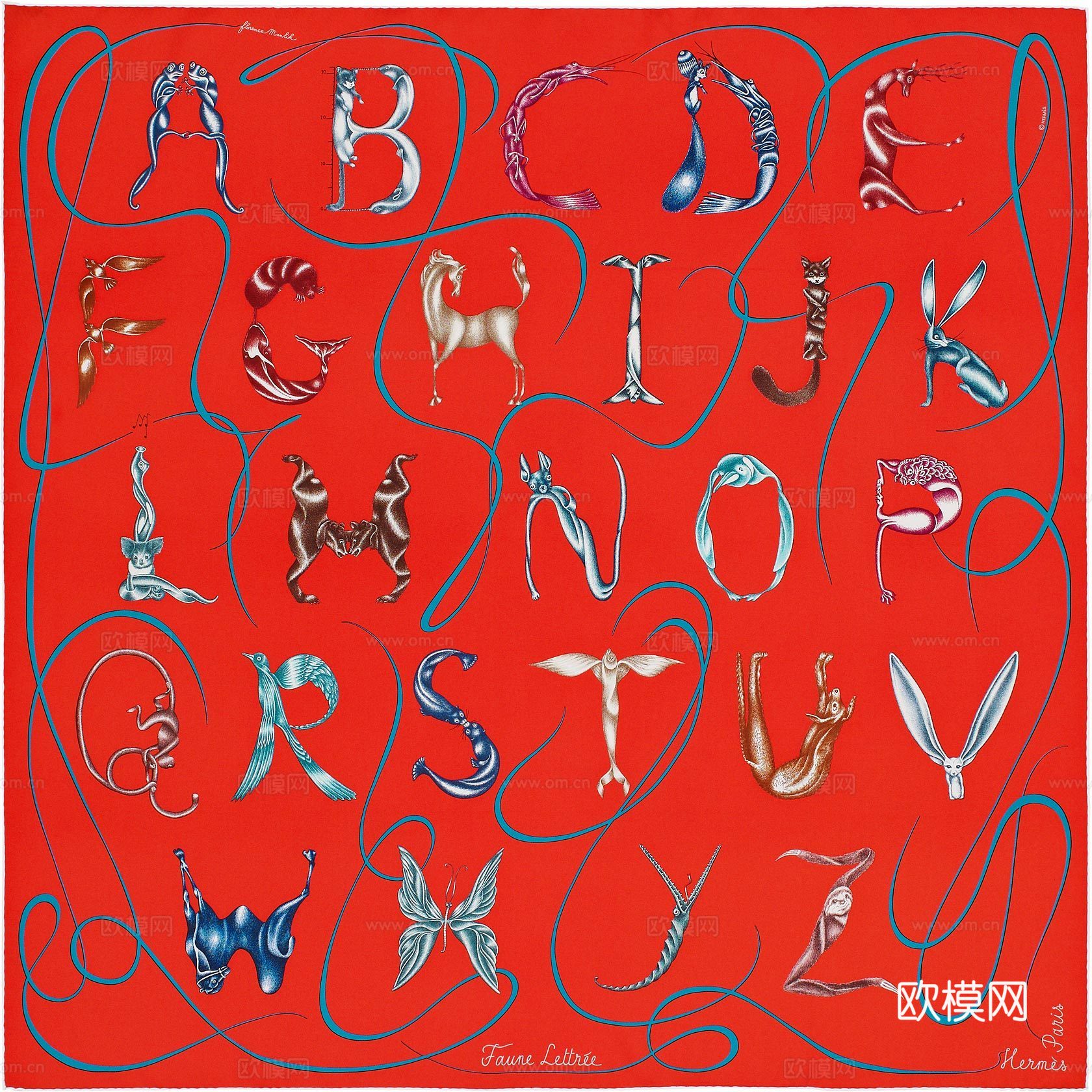 国外高端丝巾面料印花图案315