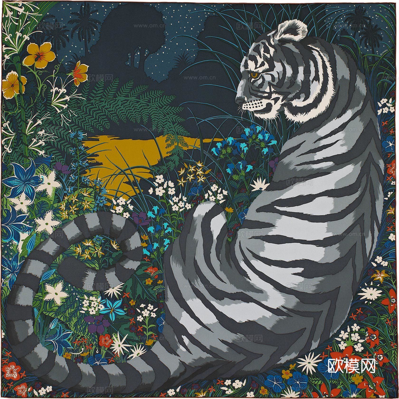 国外高端丝巾面料印花图案123下载