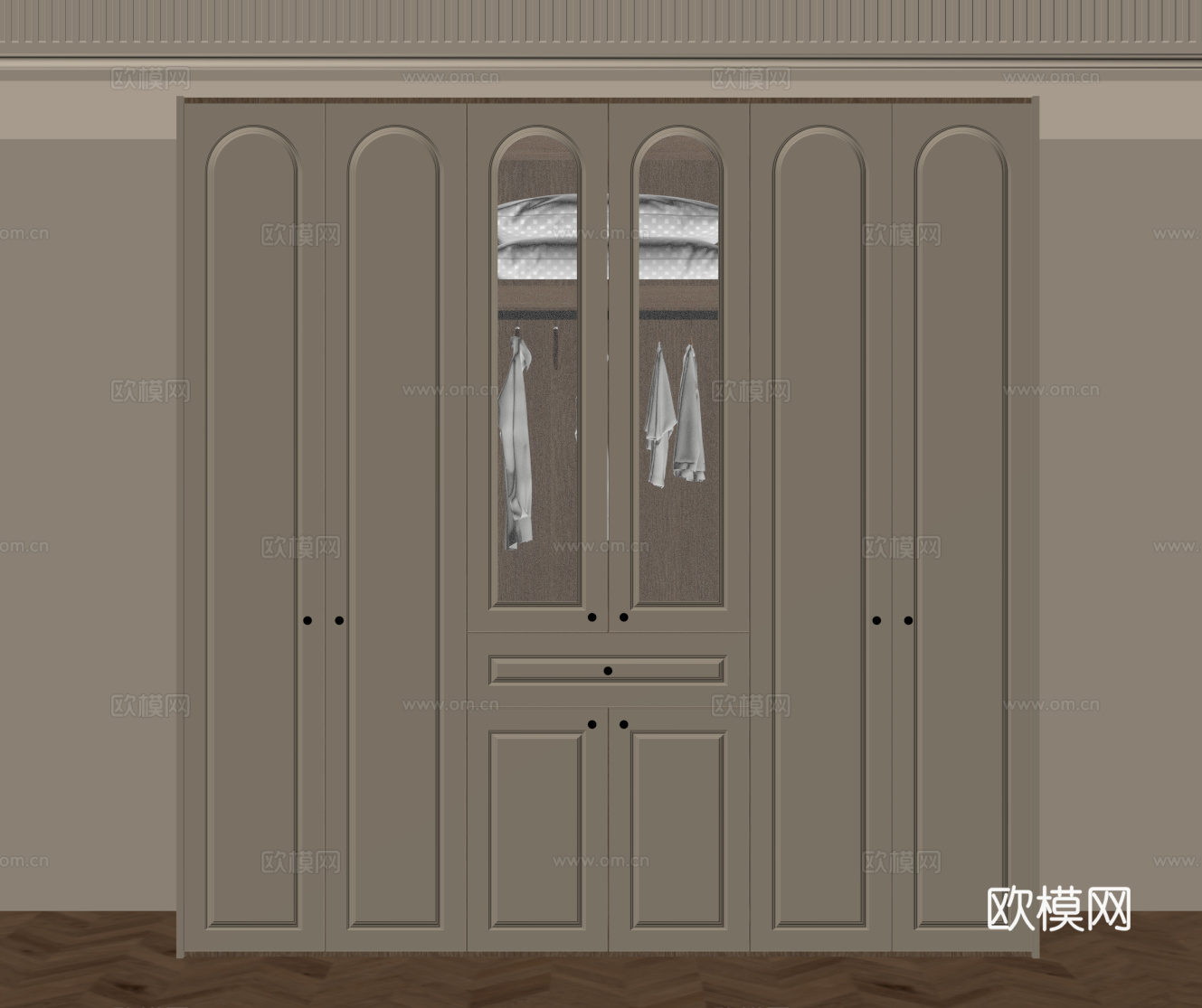 法式奶油风衣柜su模型