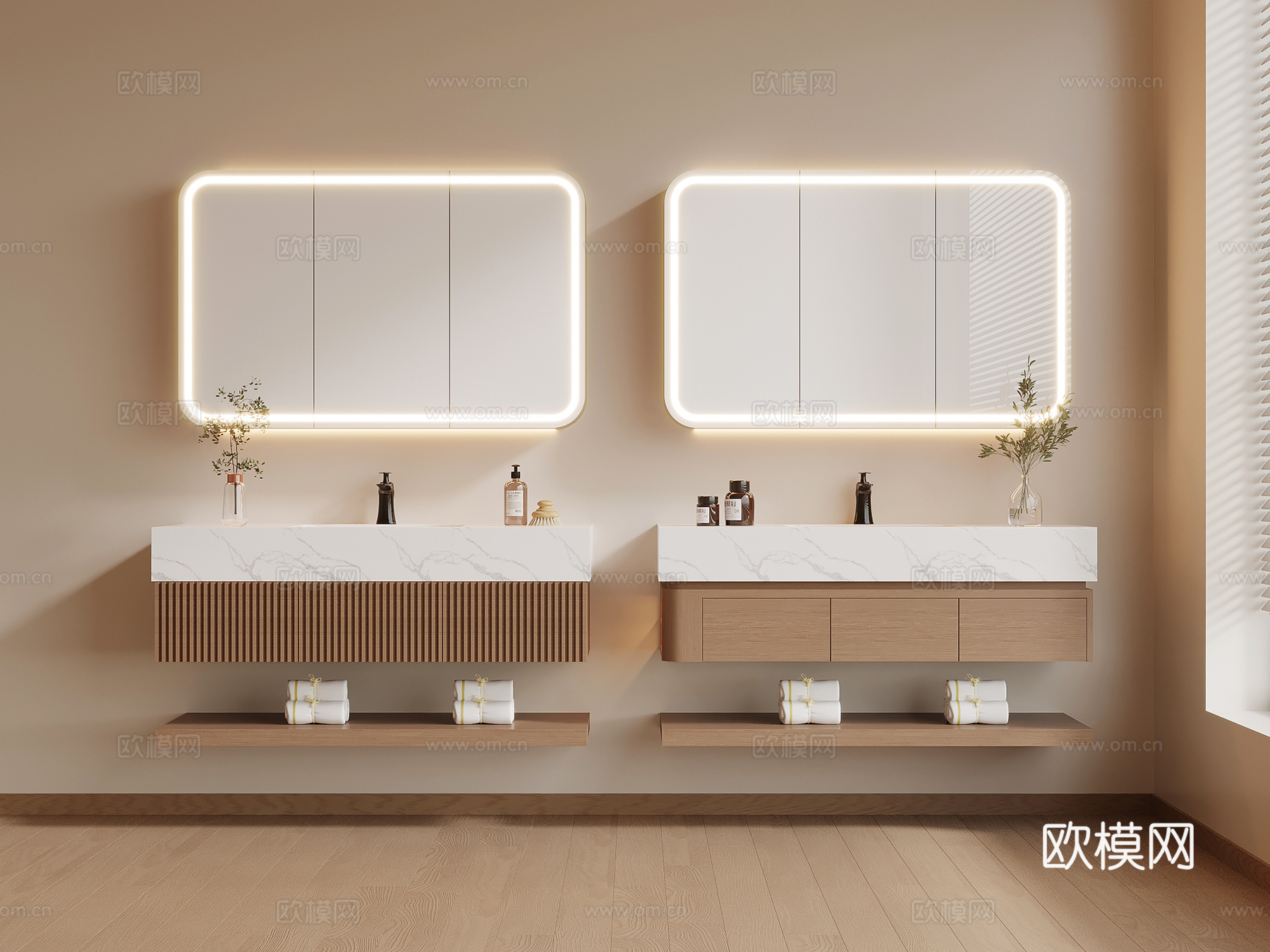 现代简约浴室柜 洗漱用品su模型