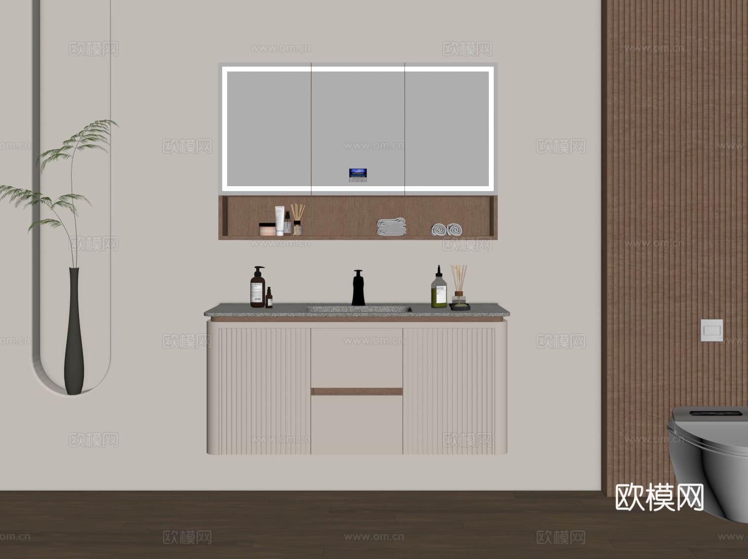 现代简约浴室柜 洗手台su模型