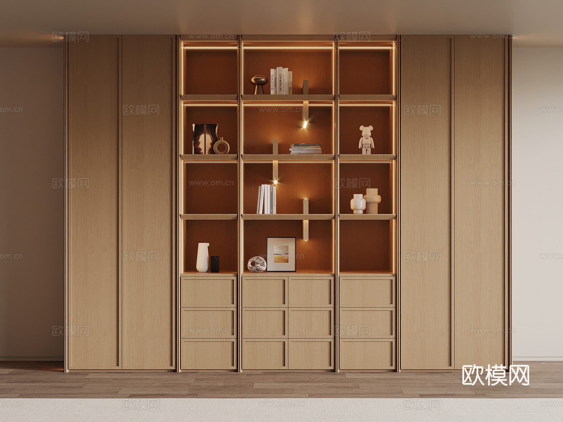 现代简约书柜 书架su模型