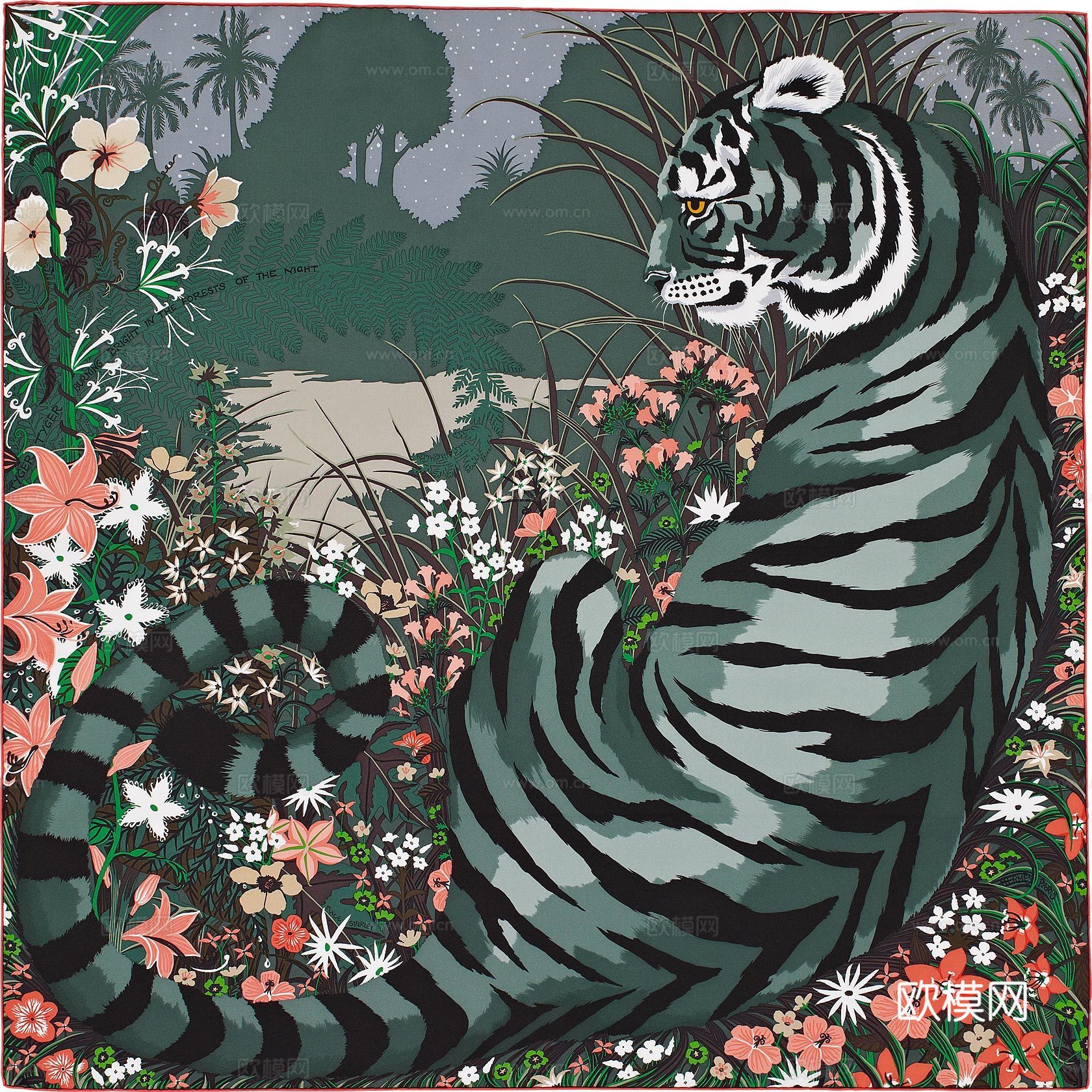 国外高端丝巾面料印花图案125下载