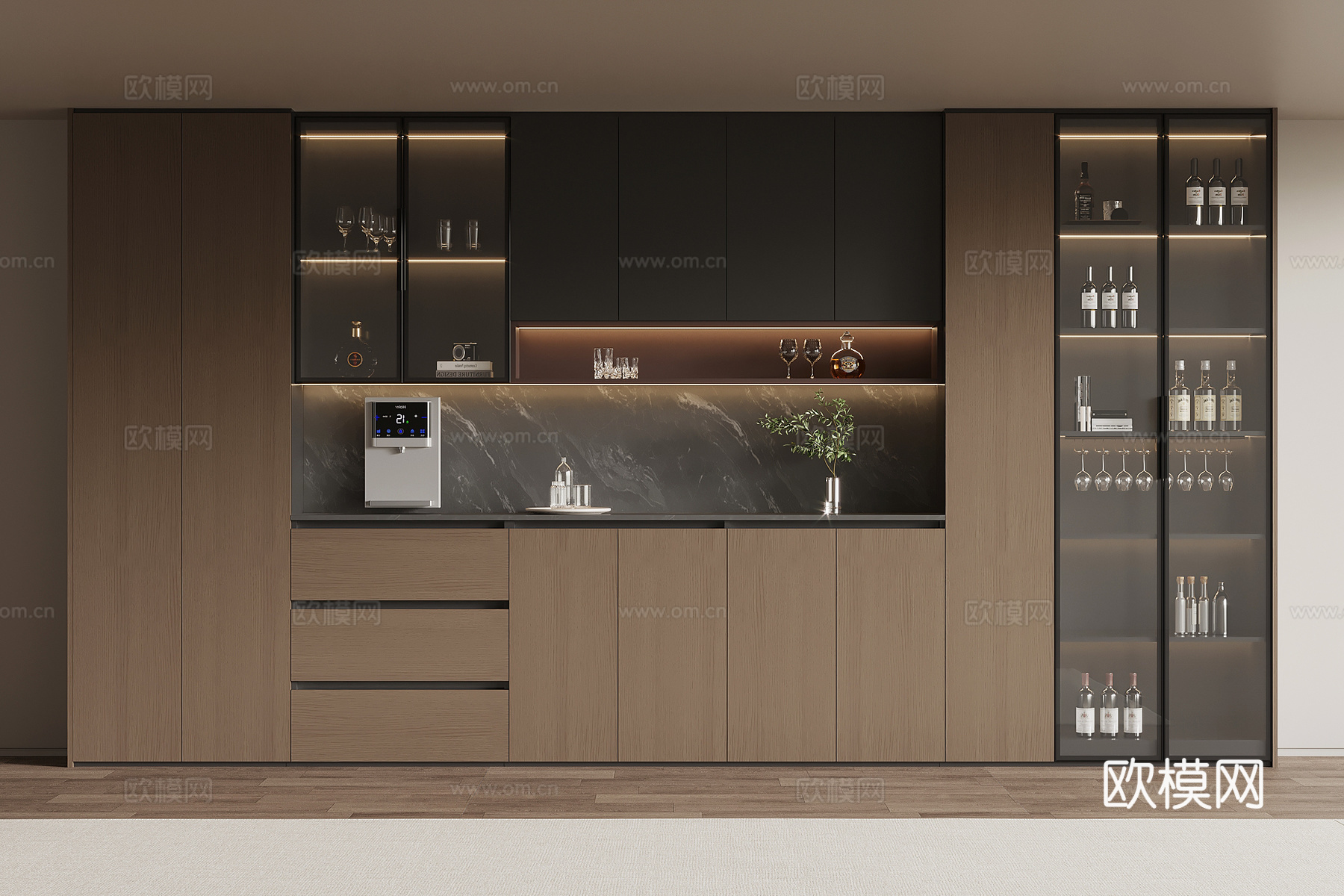 现代意式酒柜 餐边柜su模型