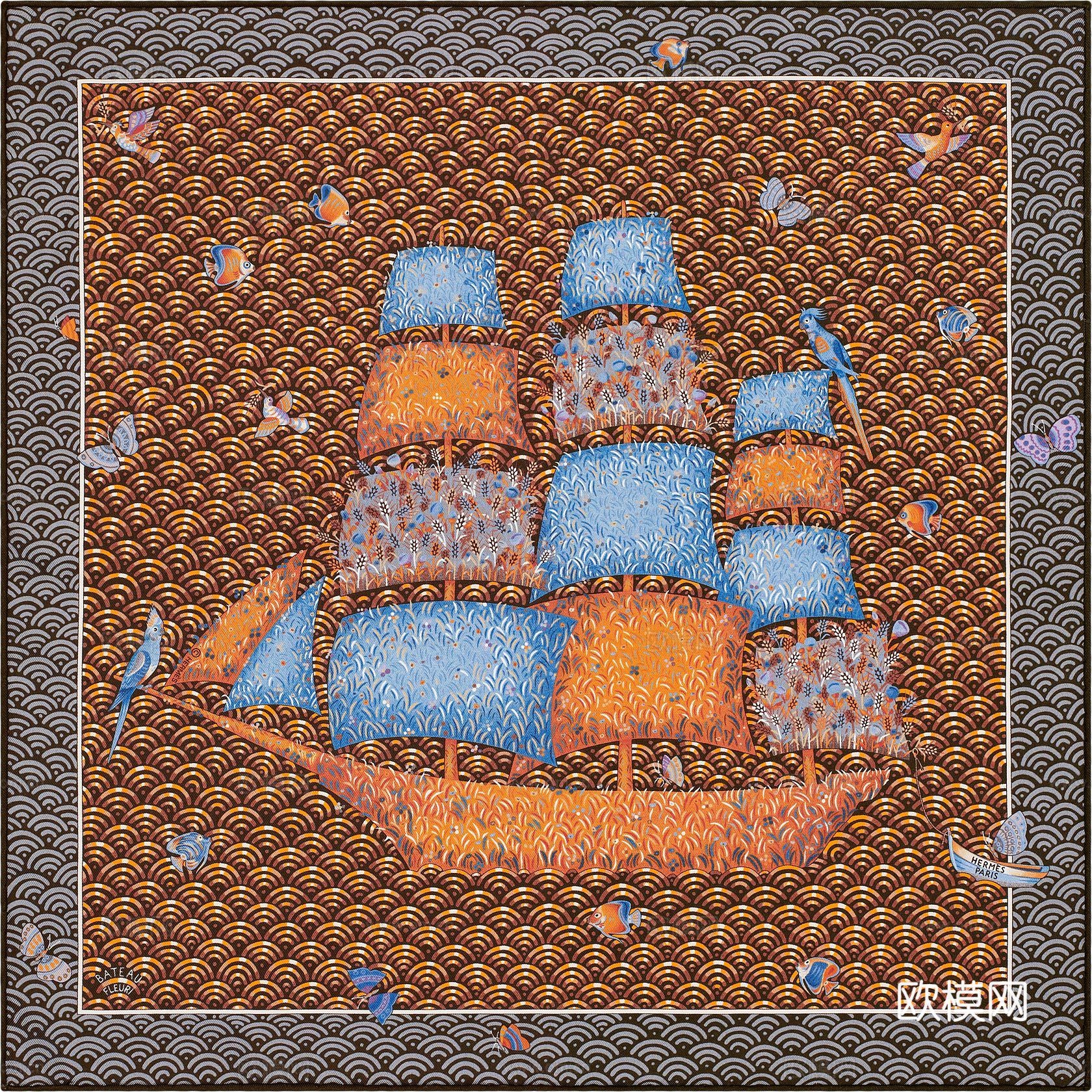 国外高端丝巾面料印花图案1139下载