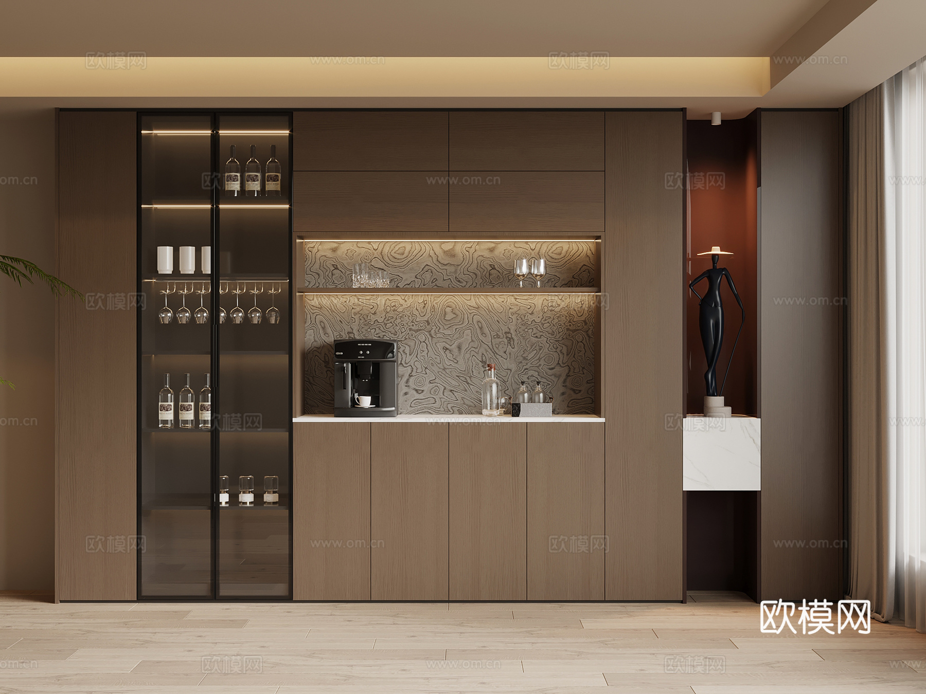 现代简约酒柜 餐边柜su模型