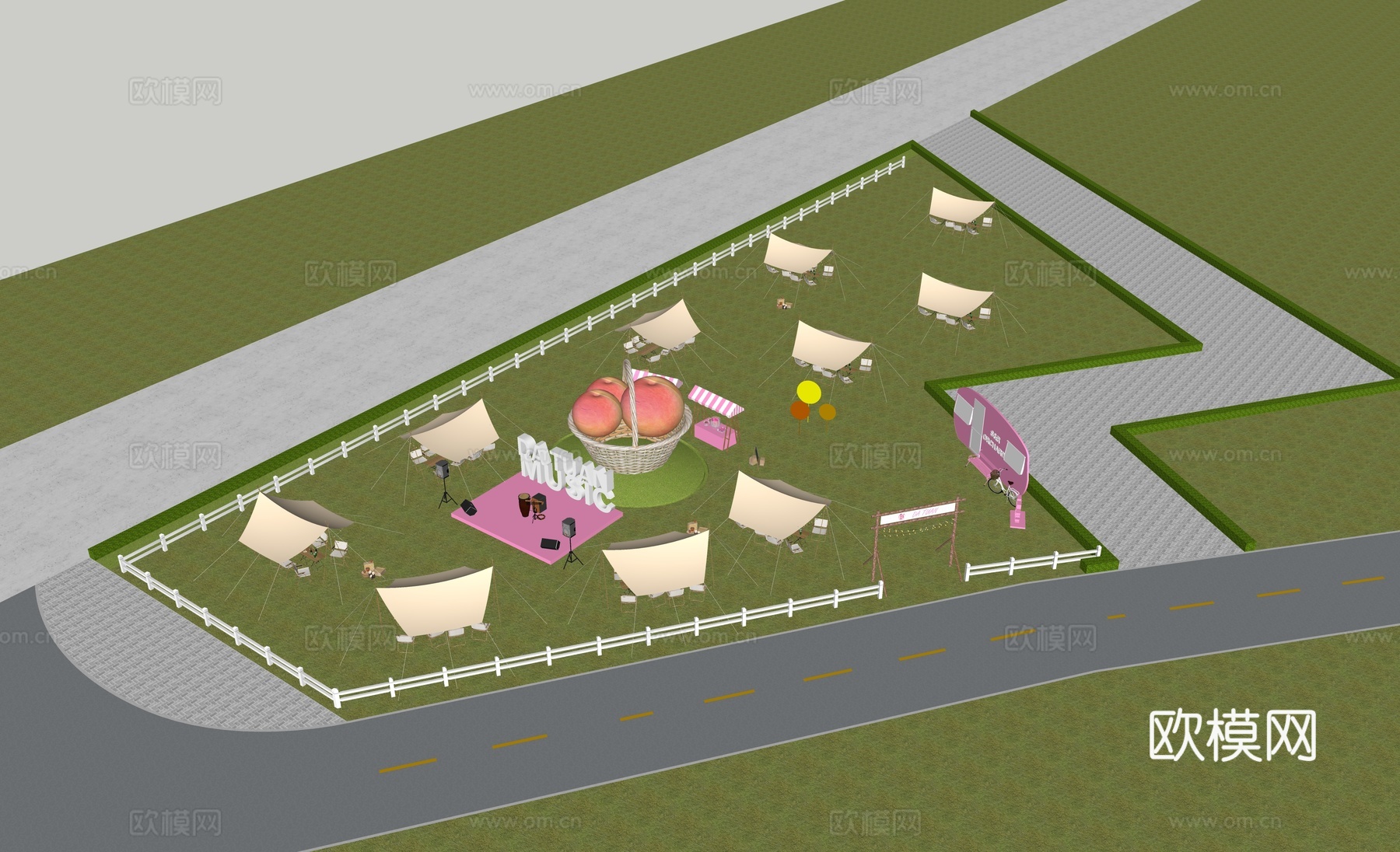 现代外摆_帐篷节_户外帐篷_篝火外汇_露营_野营_烧烤_派对su模型