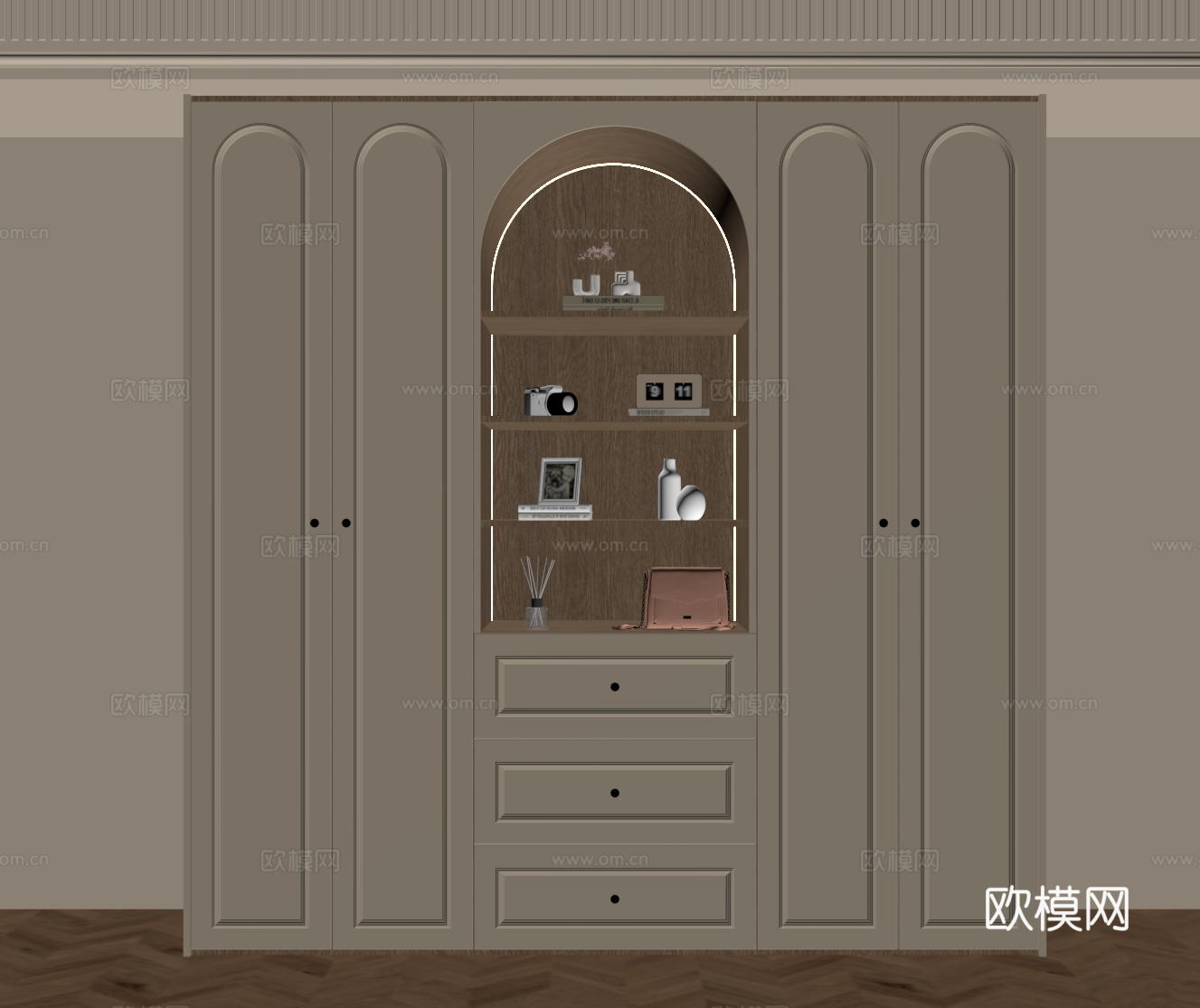 法式奶油风衣柜su模型