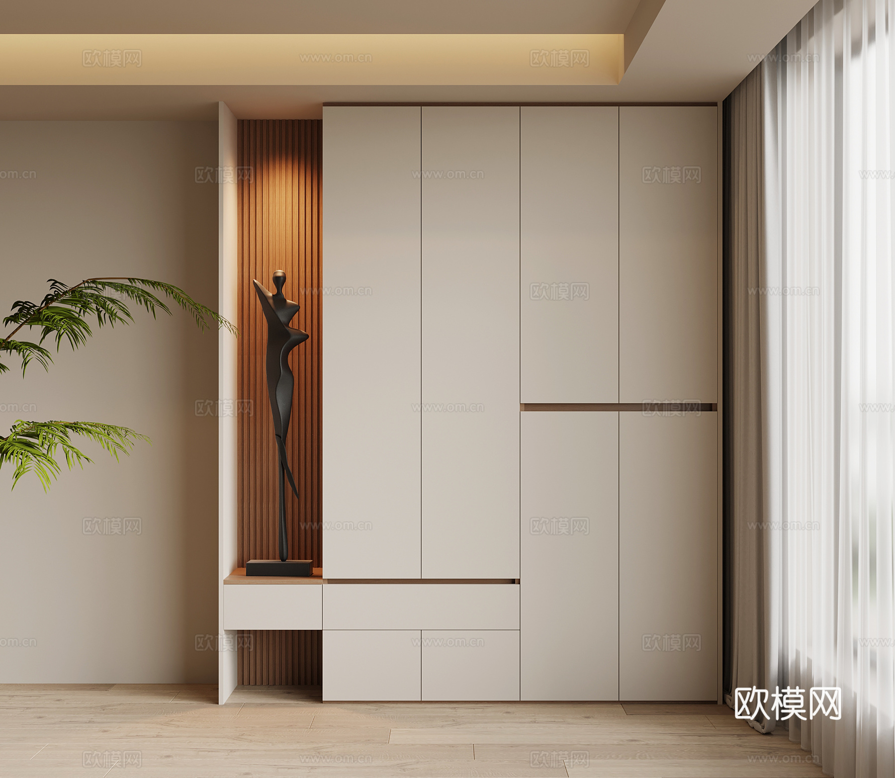 现代简约鞋柜 入户鞋柜su模型