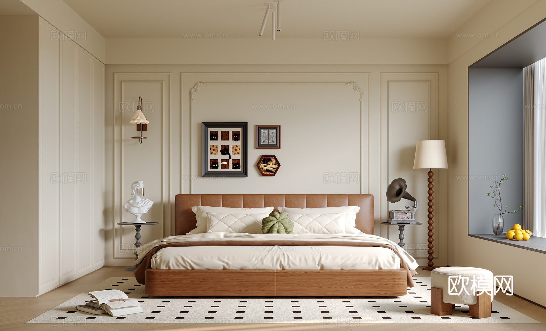 现代法式卧室su模型