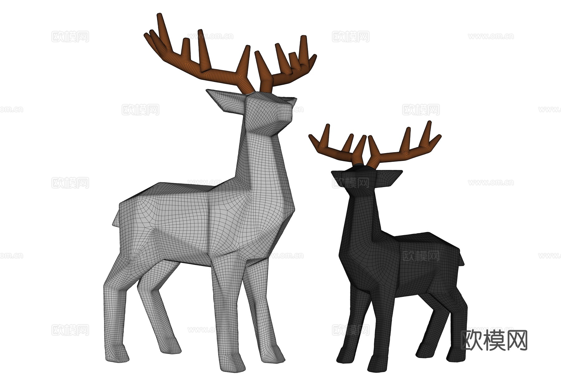 现代雕塑 景观雕塑 低多边形鹿 鹿 雕塑摆件 金属雕塑摆件su模型
