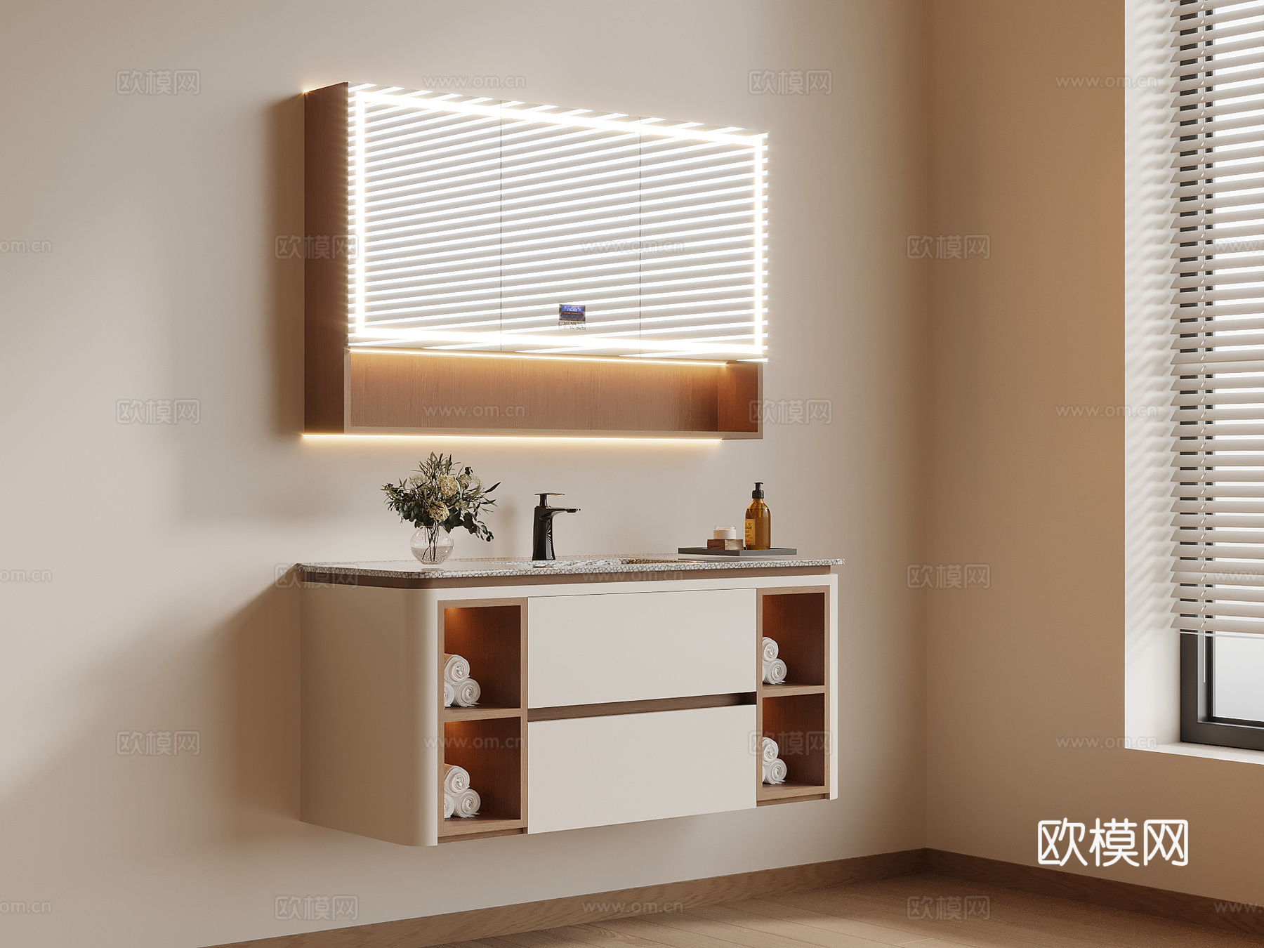 现代简约浴室柜 洗手台su模型
