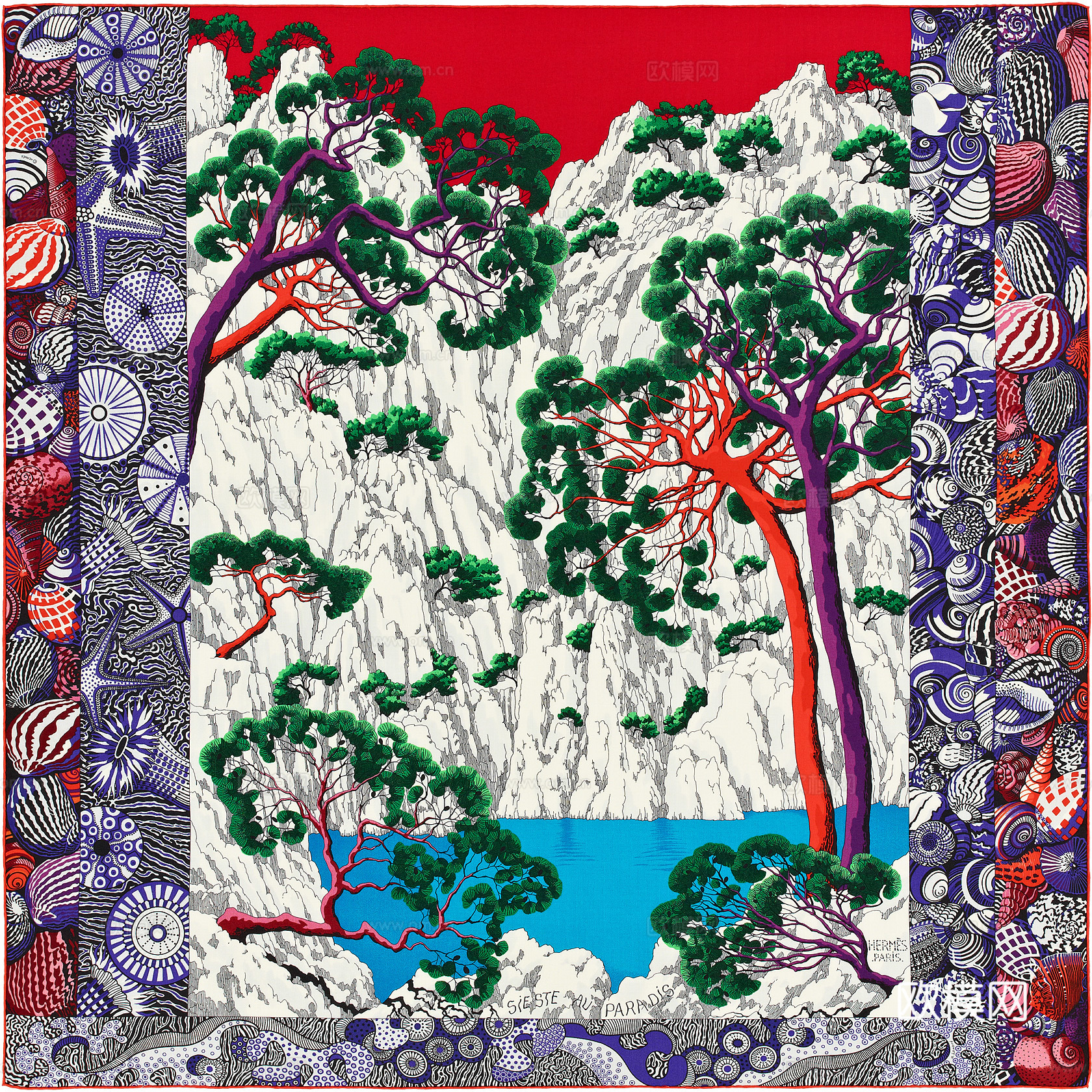 国外高端丝巾面料印花图案214