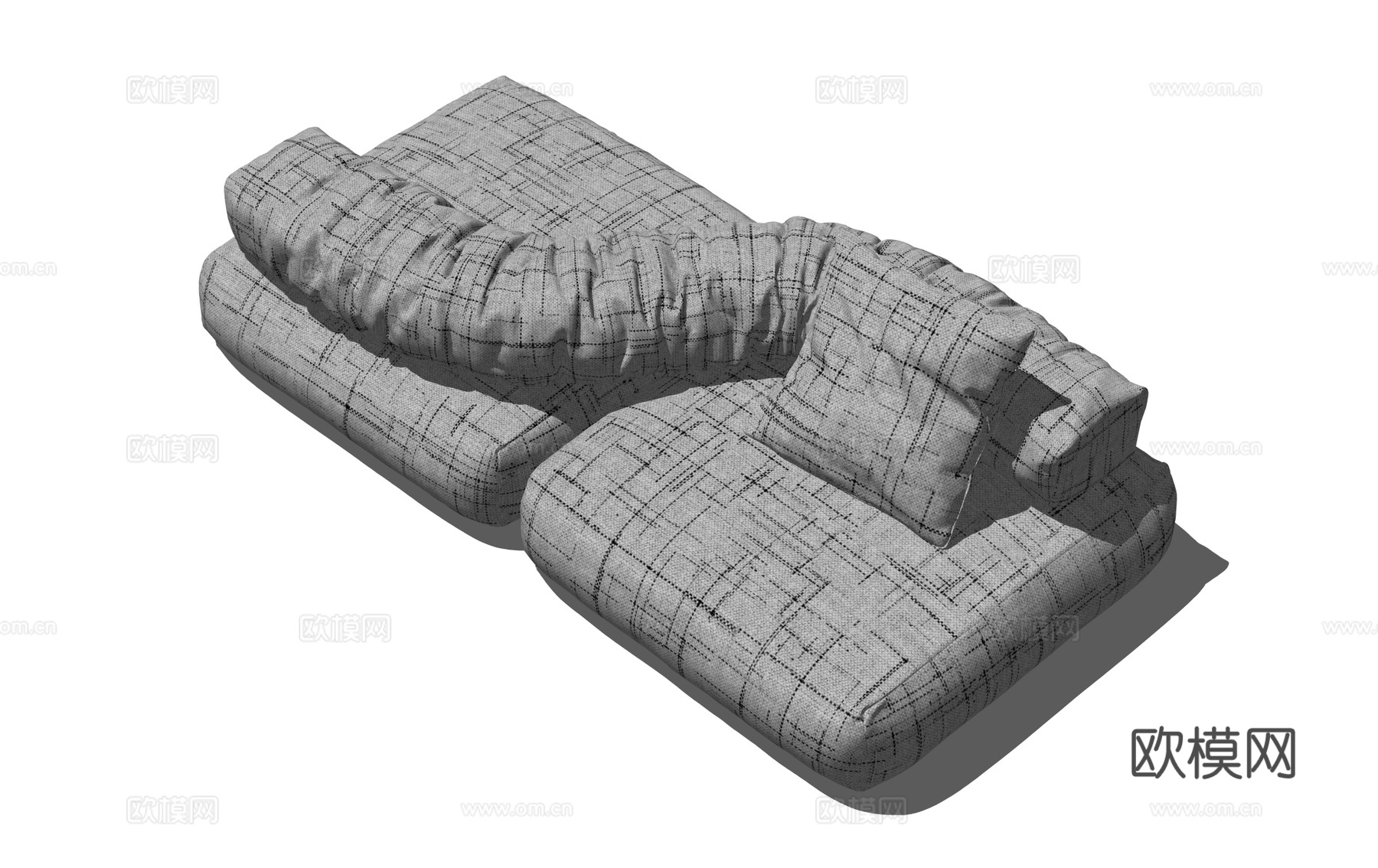 BOCA现代双人沙发 布艺沙发 模块沙发 创意沙发 双向沙发su模型su模型