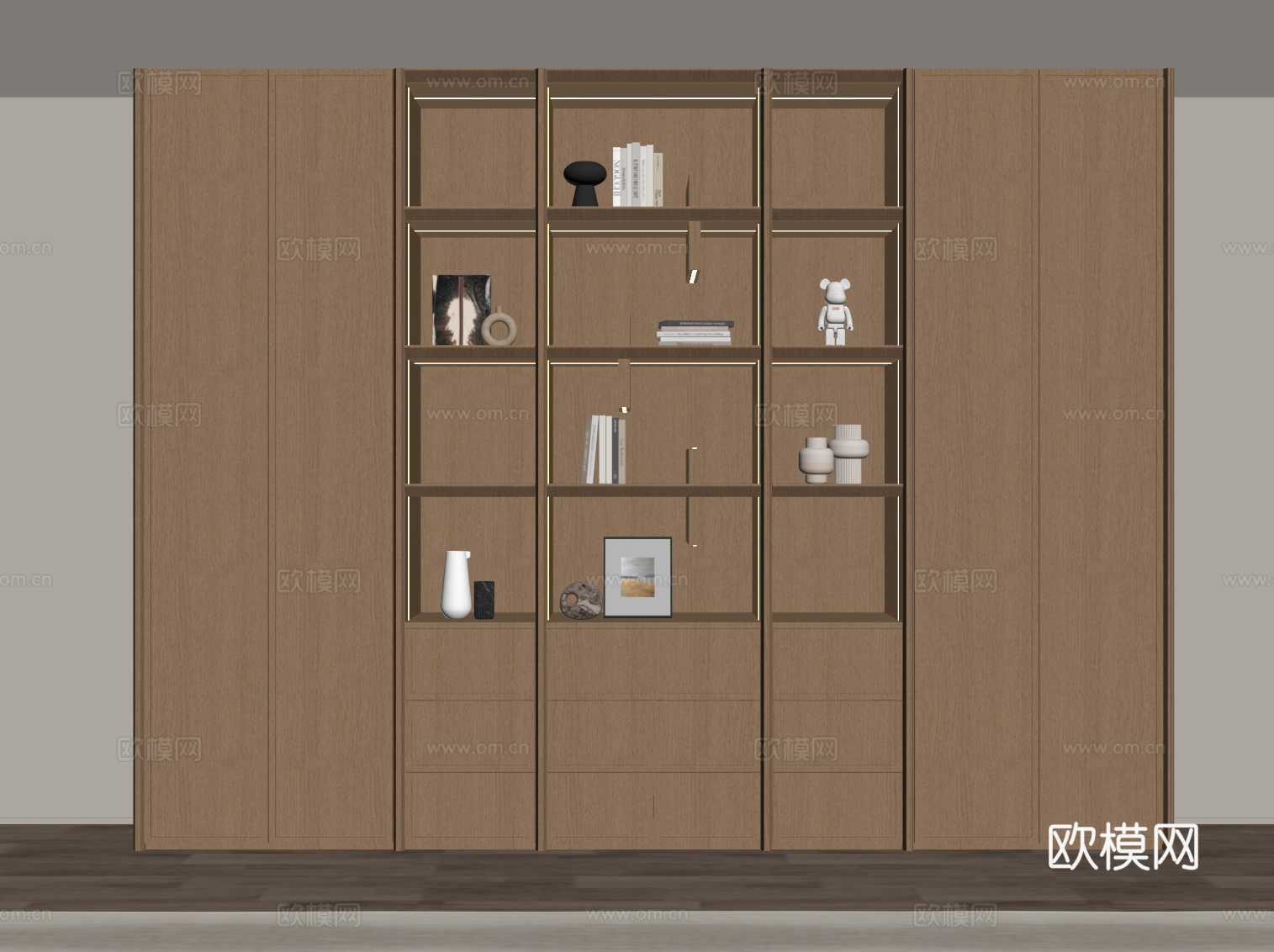 现代简约书柜 书架su模型