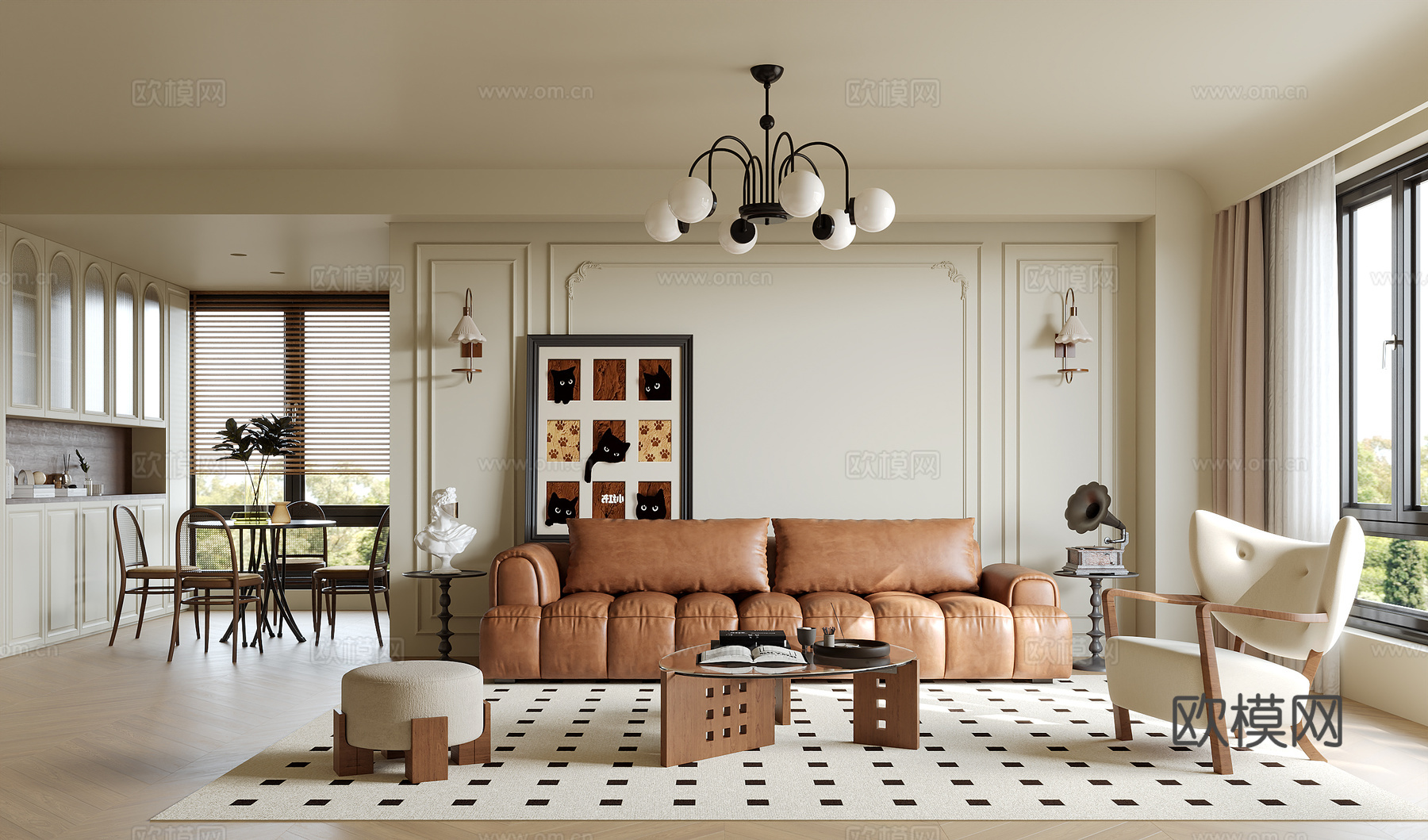 法式中古风客餐厅su模型