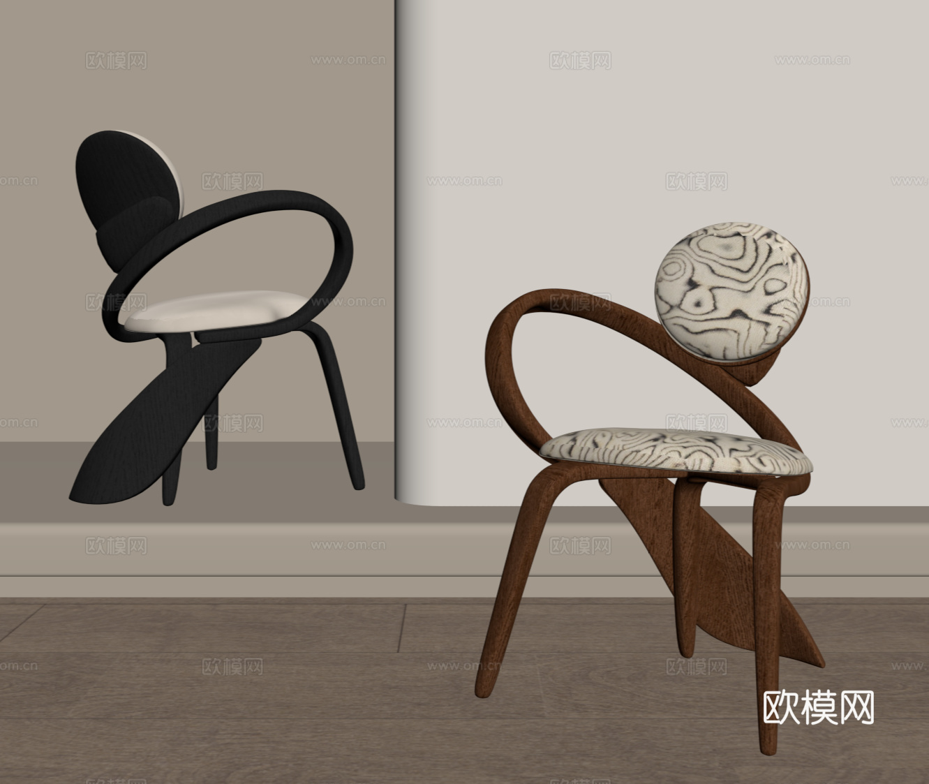 法式中古餐椅 单椅 休闲椅su模型