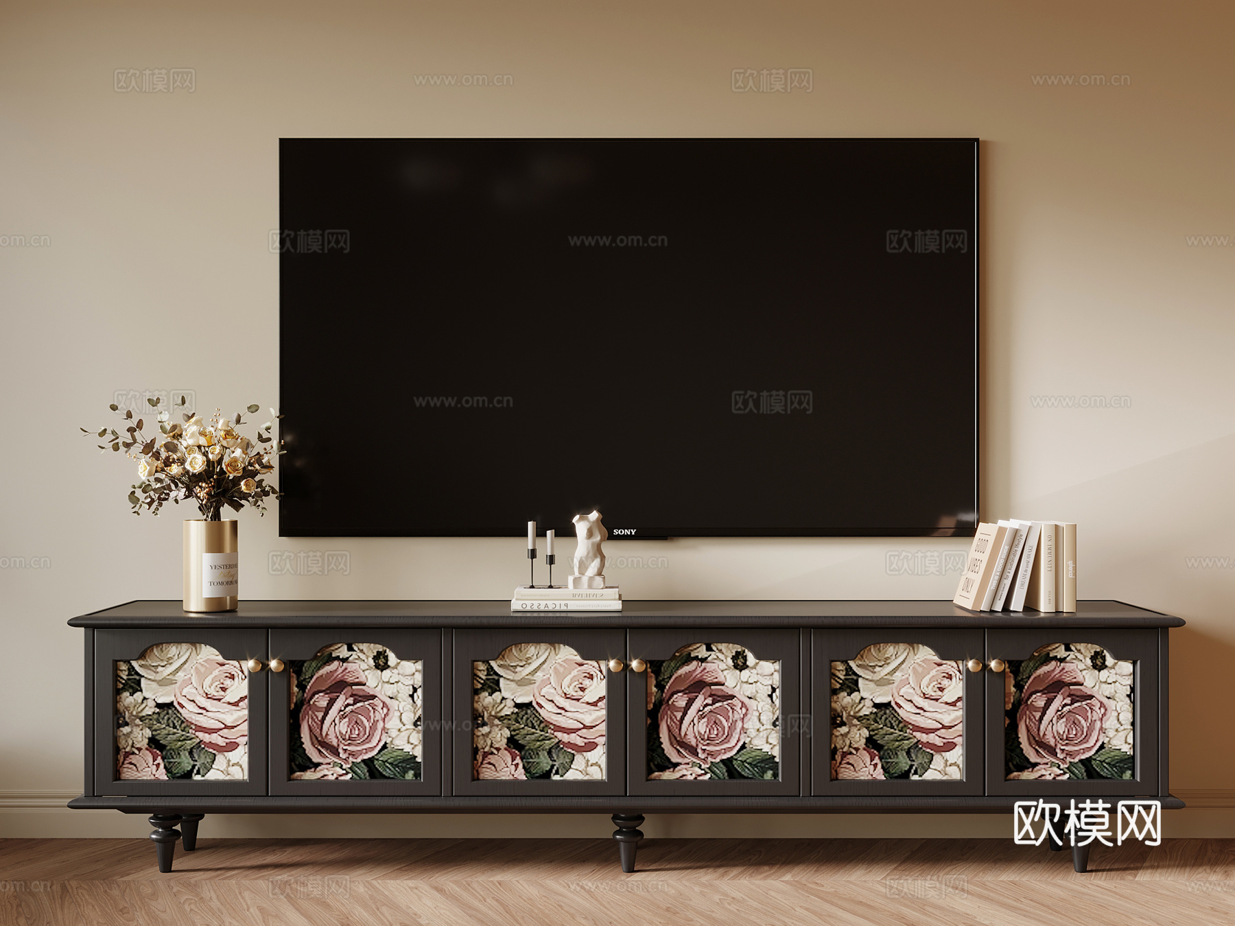 法式复古电视柜 边柜su模型