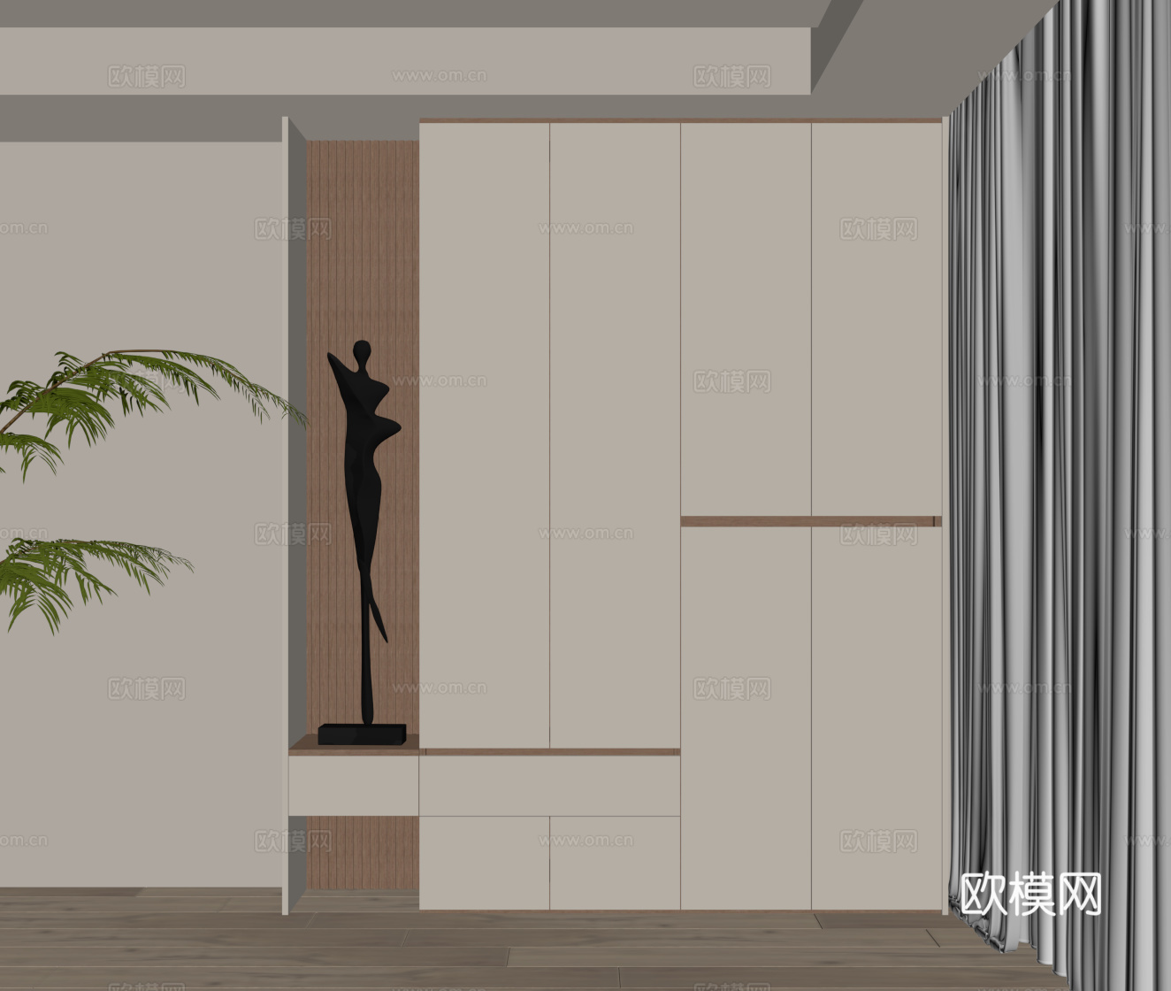 现代简约鞋柜 入户鞋柜su模型