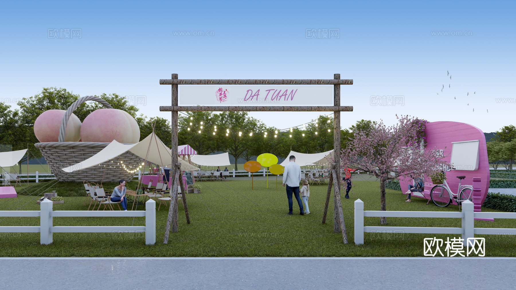 现代外摆_帐篷节_户外帐篷_篝火外汇_露营_野营_烧烤_派对su模型