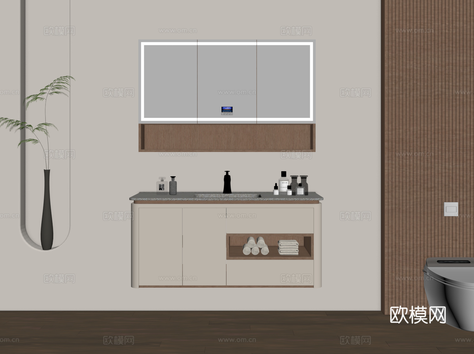 现代简约浴室柜 洗漱用品su模型