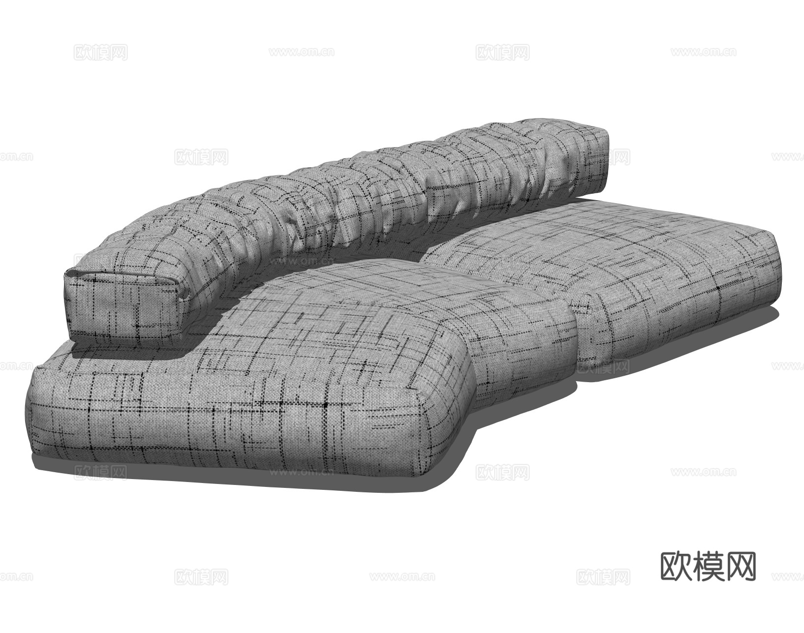 BOCA现代双人沙发 弧形沙发 异形沙发 布艺沙发 模块沙发su模型