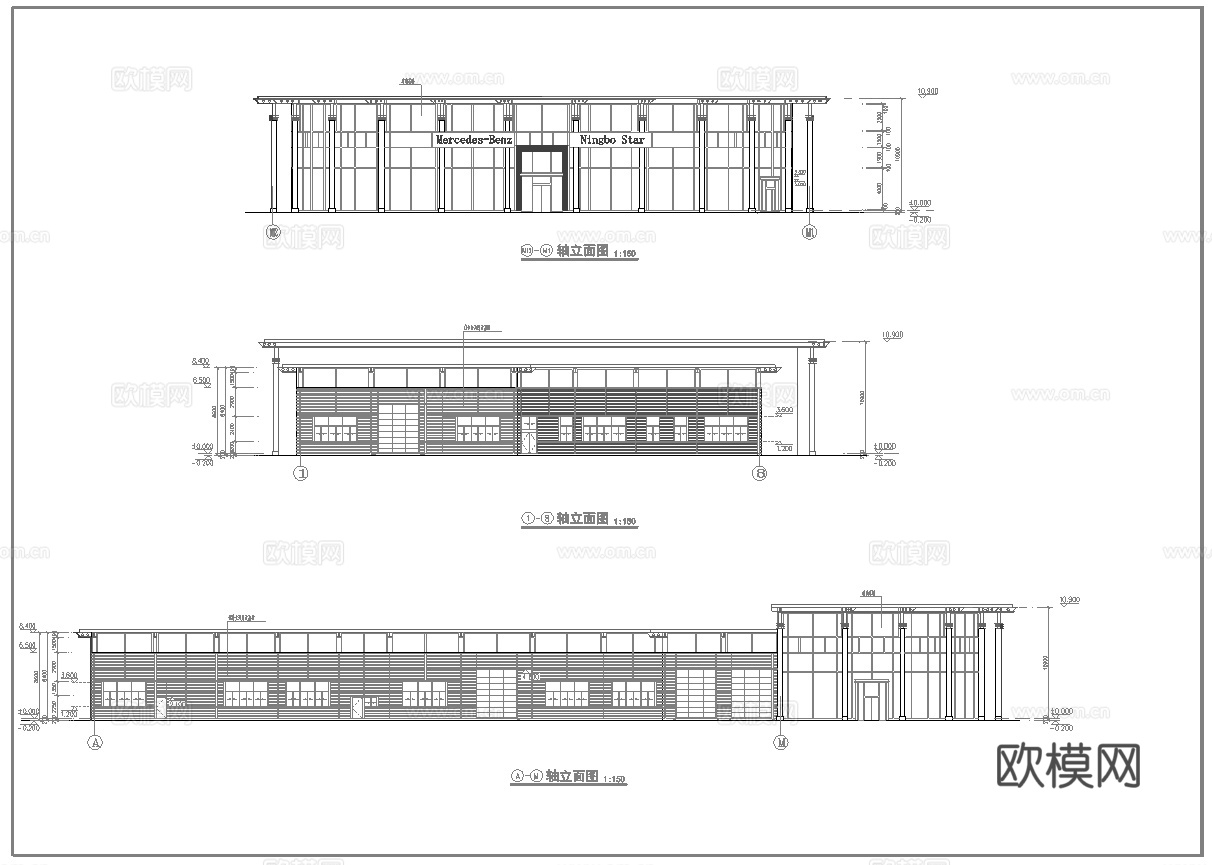 奔驰汽车4S店专卖店 最新全套施工图设计cad施工图