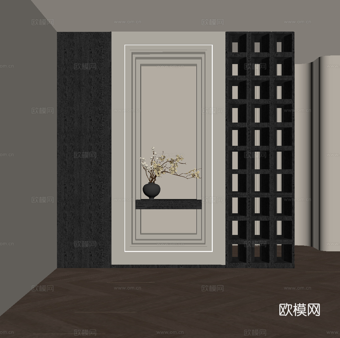 法式玄关 隔断su模型