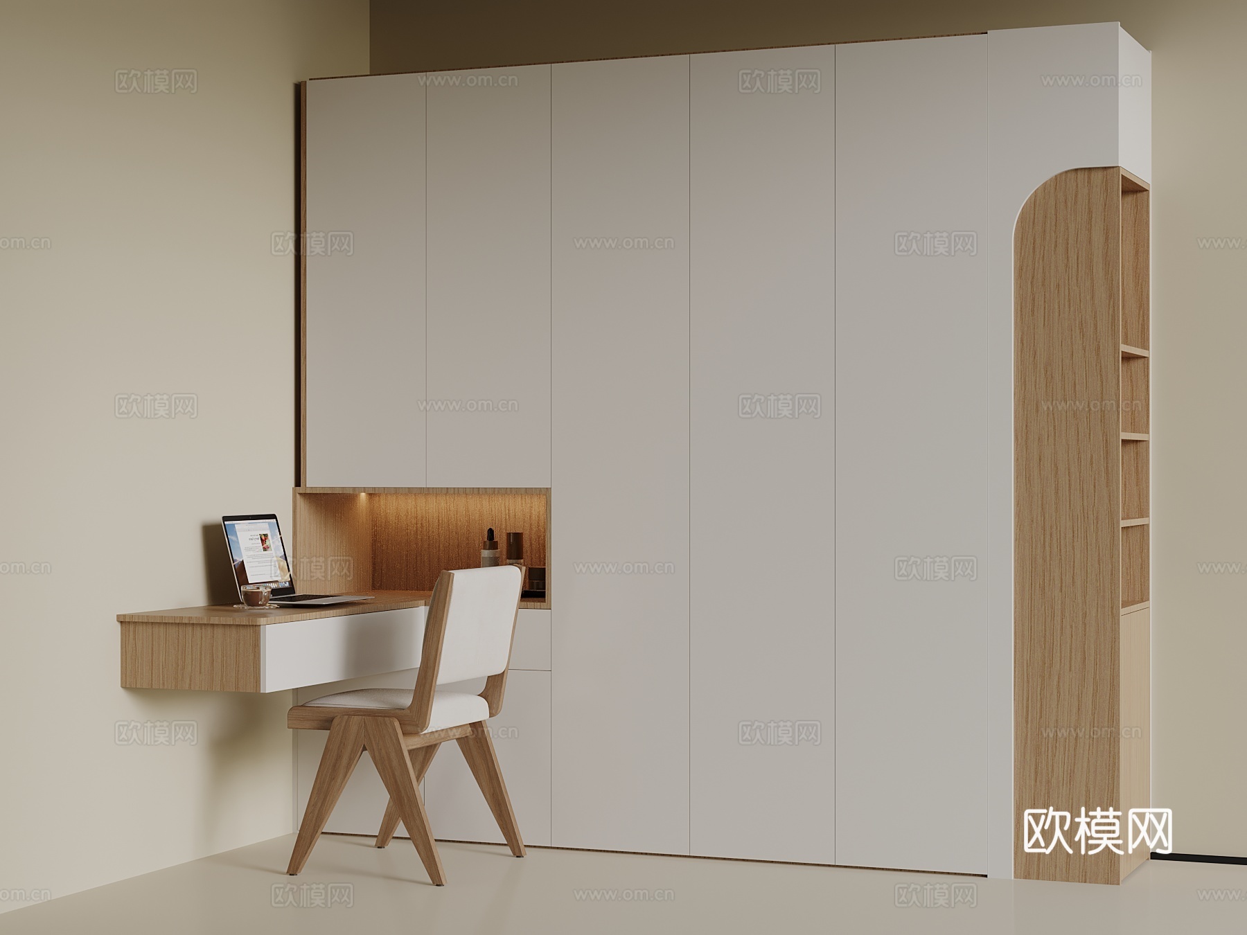 现代衣柜 书桌椅su模型