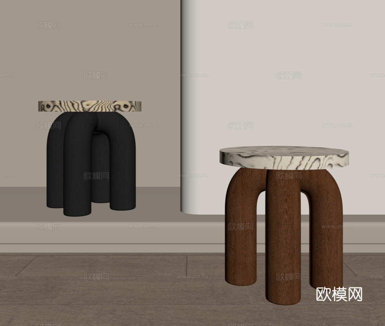 法式中古凳子 沙发凳 换鞋凳su模型