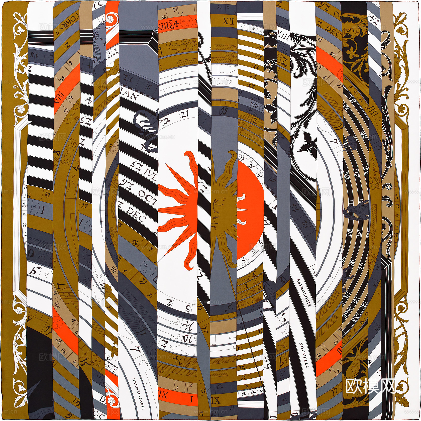 国外高端丝巾面料印花图案940