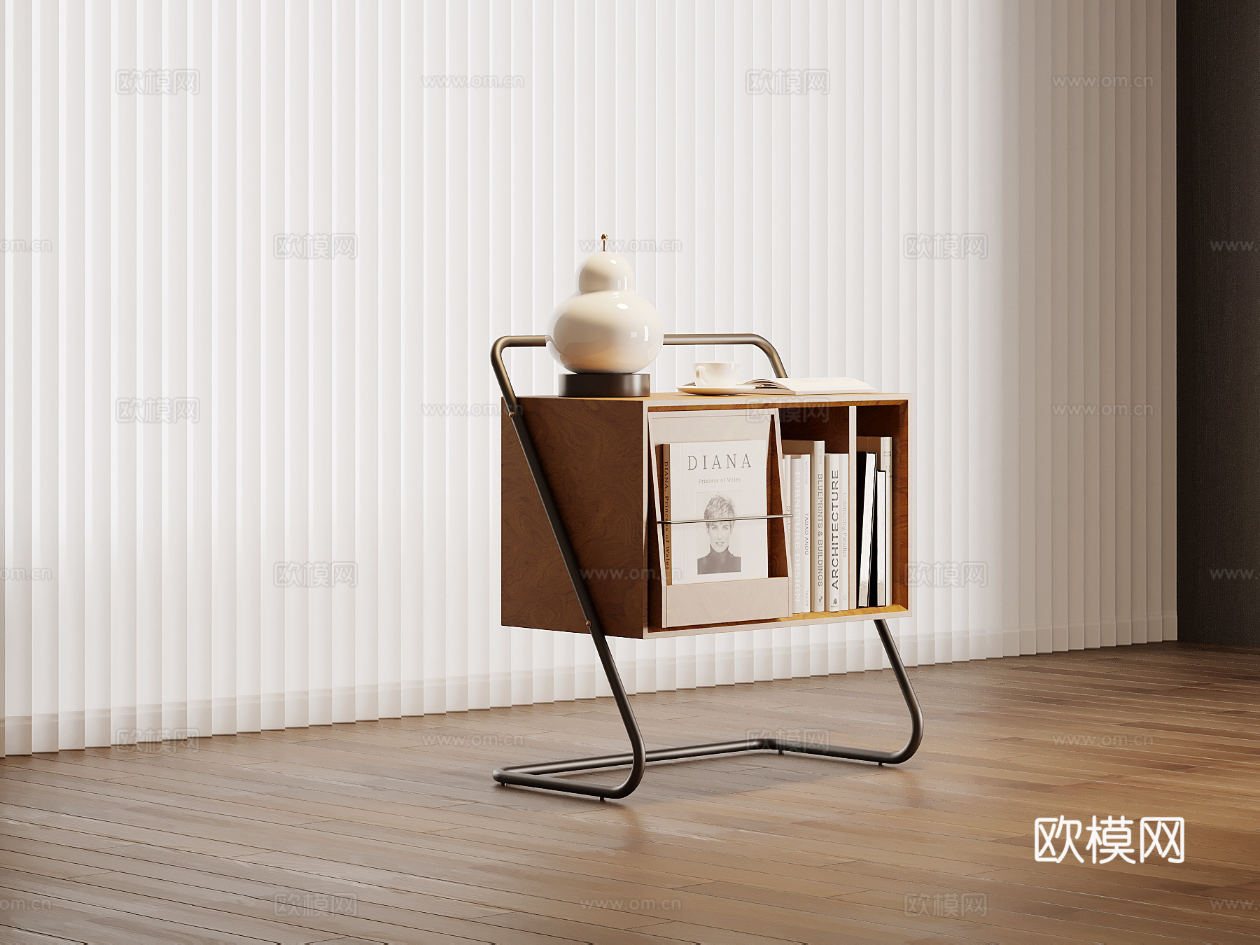 现代中古风边几 边柜su模型